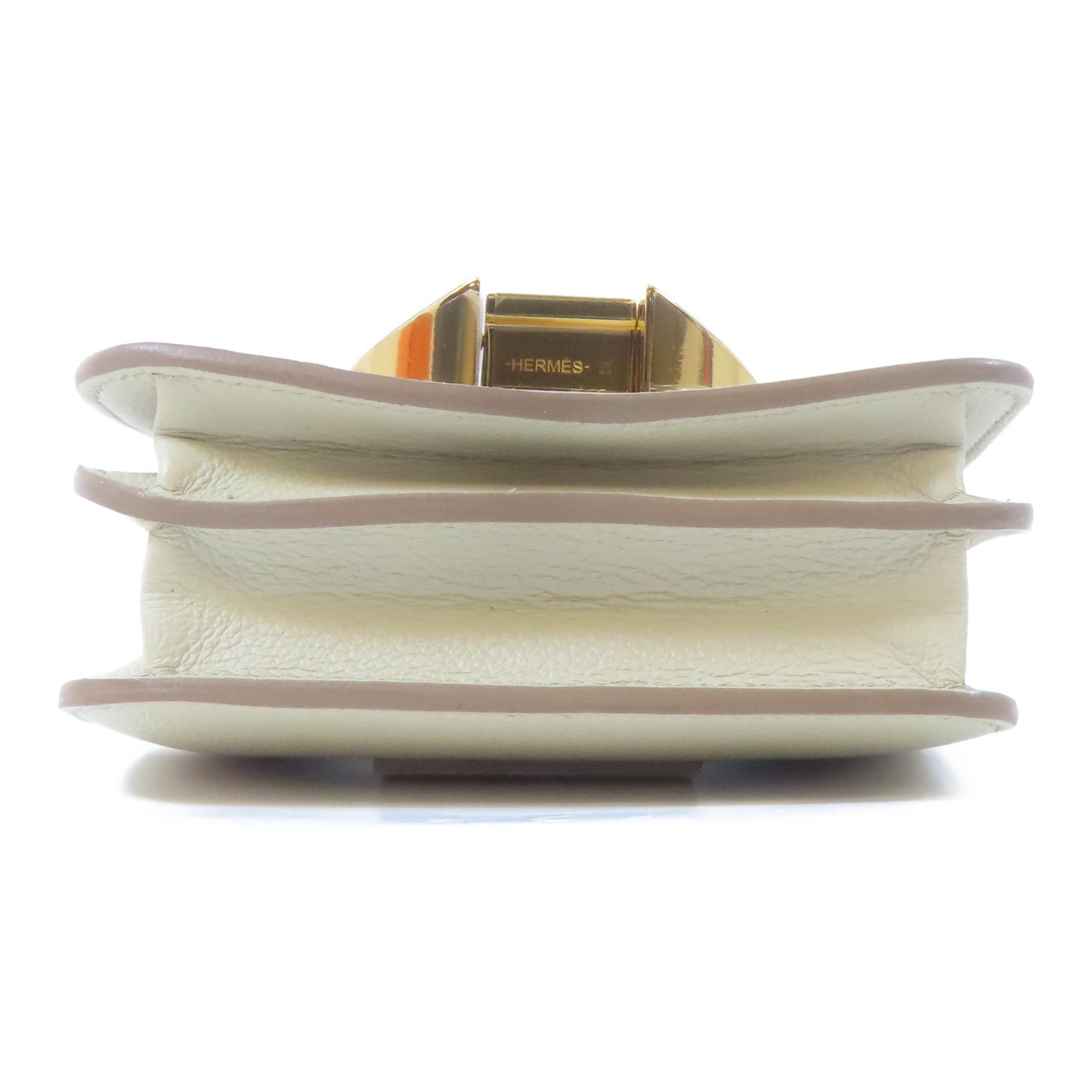 HERMES Evercolor皮革2002 Slim金扣手拿包Beton灰色