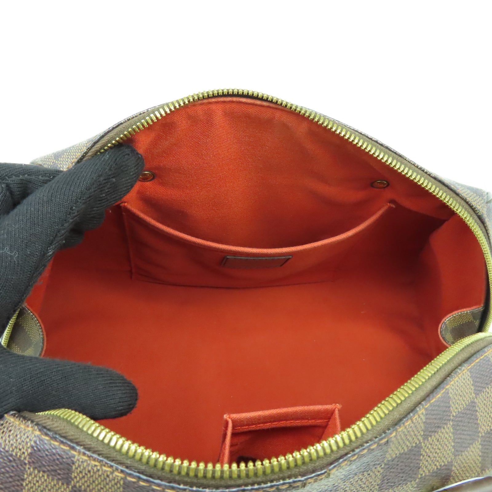 LOUIS VUITTON 【清倉大減價】Damier Ribera MM金扣手挽袋棕色