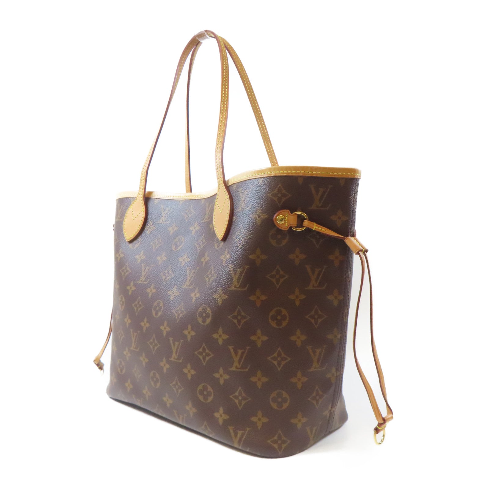 LOUIS VUITTON Monogram Neverfull MM金扣手挽袋啡色