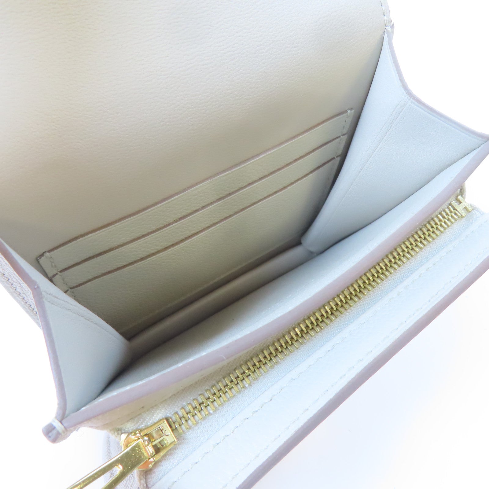 HERMES Evercolor皮革2002 Slim金扣手拿包Beton灰色