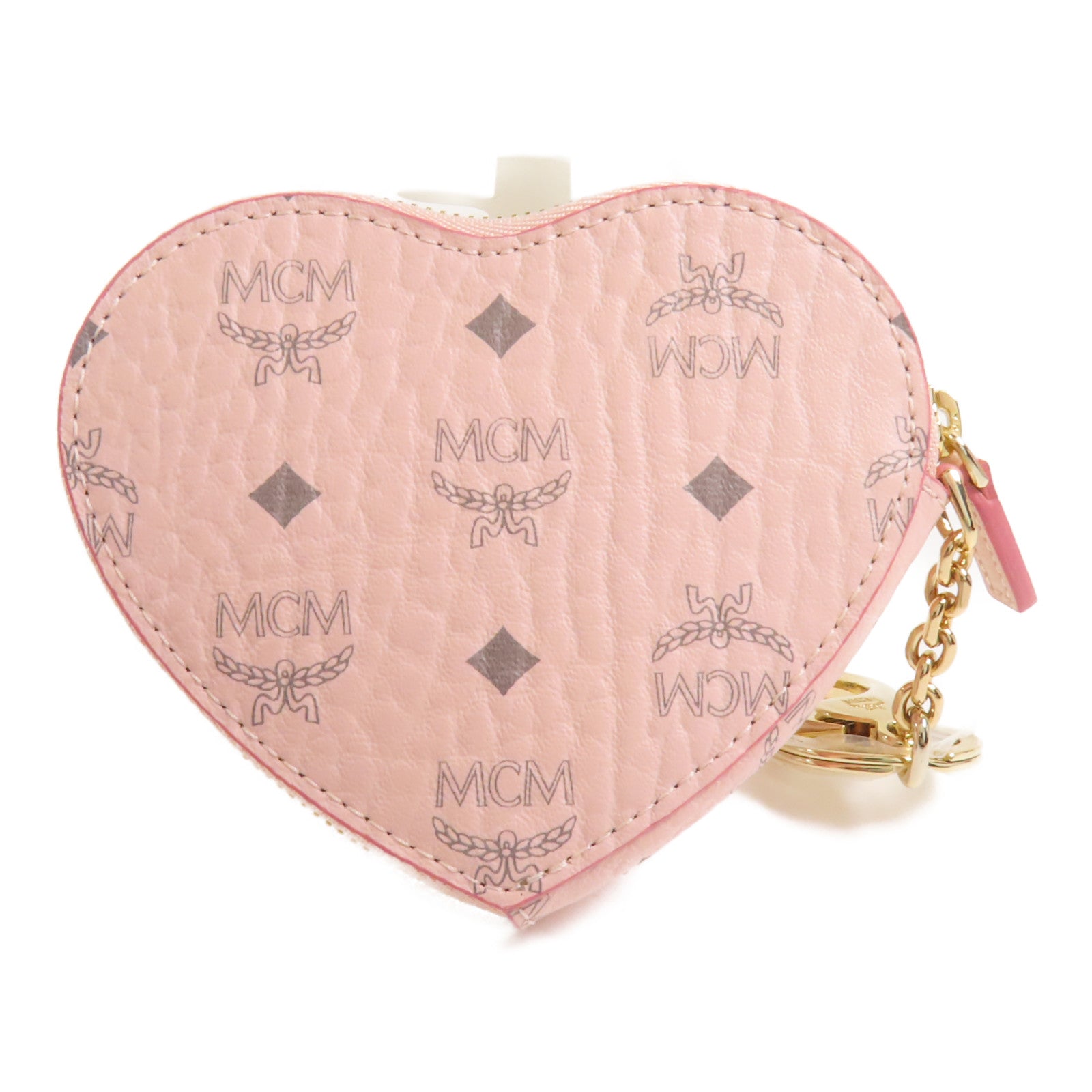 MCM 塗層帆布Pink Heart Coin Case金扣零錢包