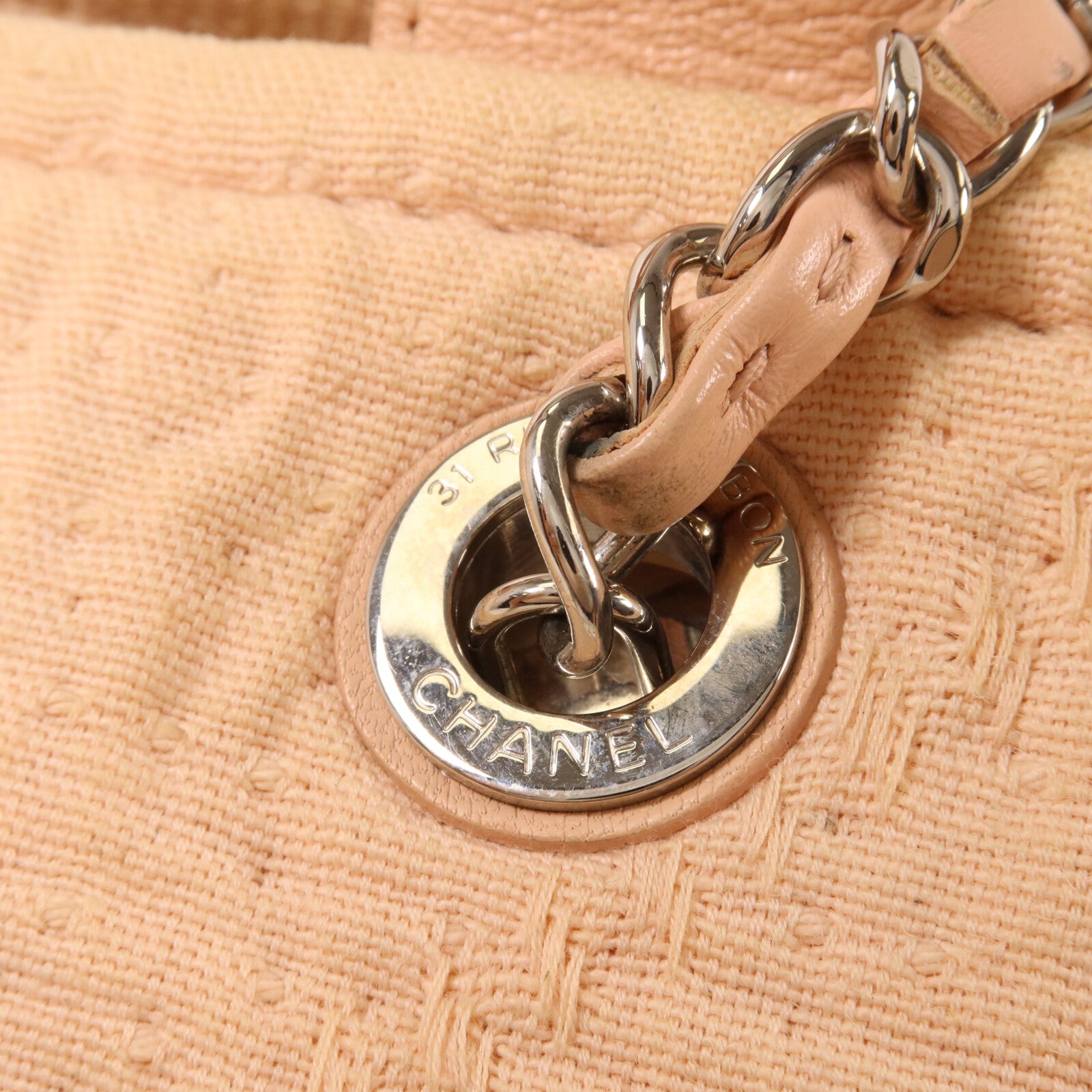 CHANEL 帆布Co Co Mark Tote Bag鏈帶手挽肩背兩用袋