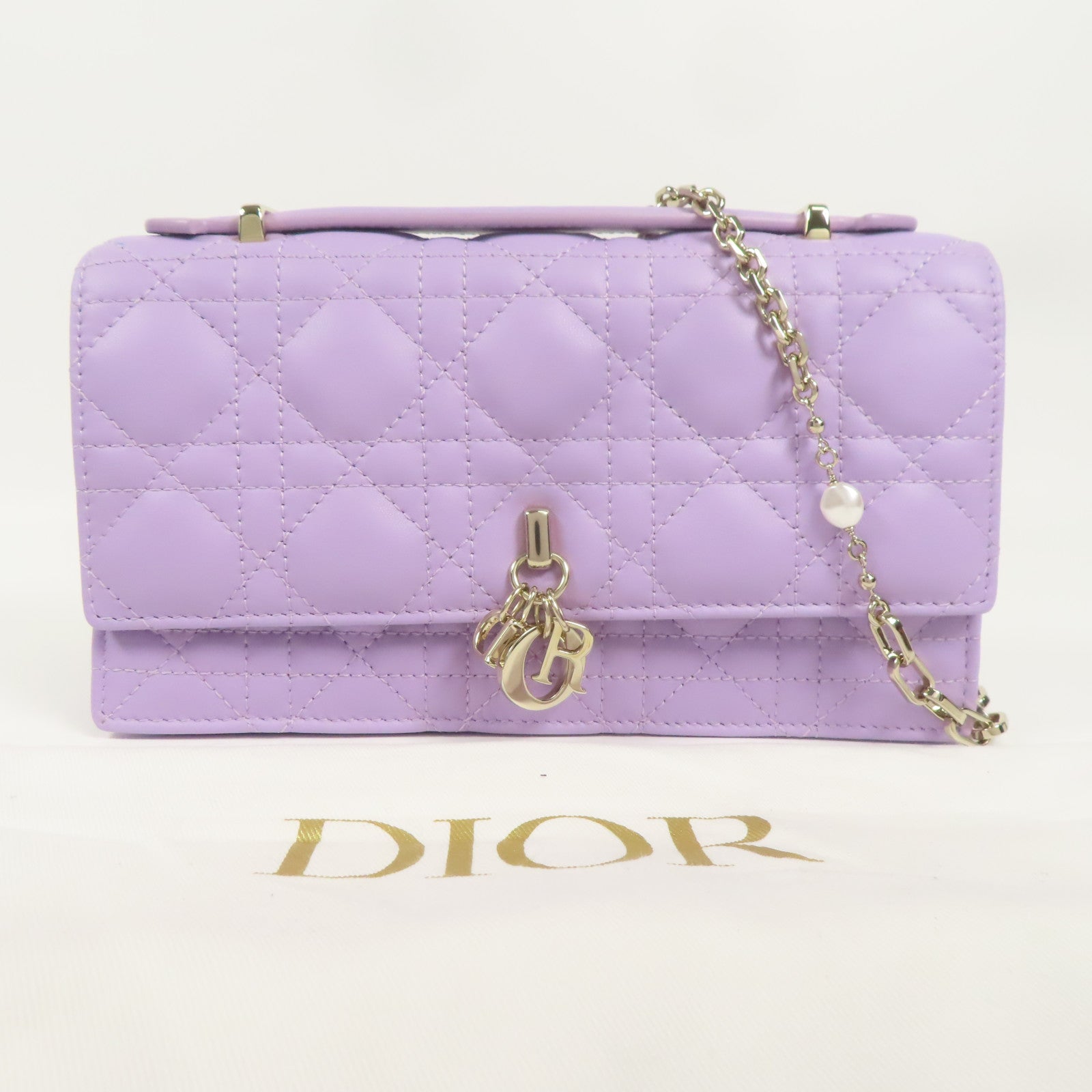 Dior 羊皮皮革My Dior Mini Bag金扣鏈帶手挽肩背兩用袋