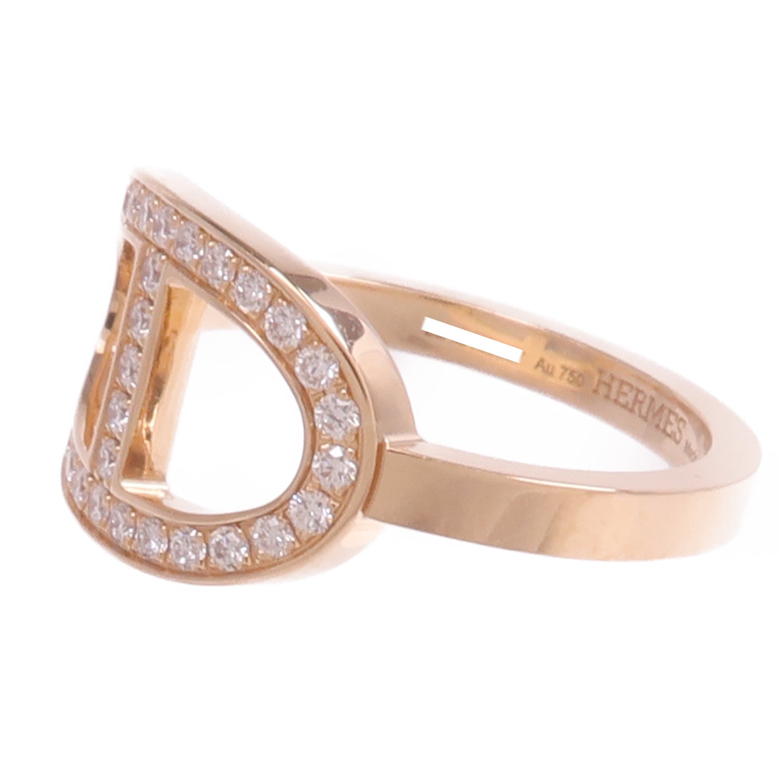 HERMES 18K玫瑰金H Bague Dancre Ring鑽石戒指