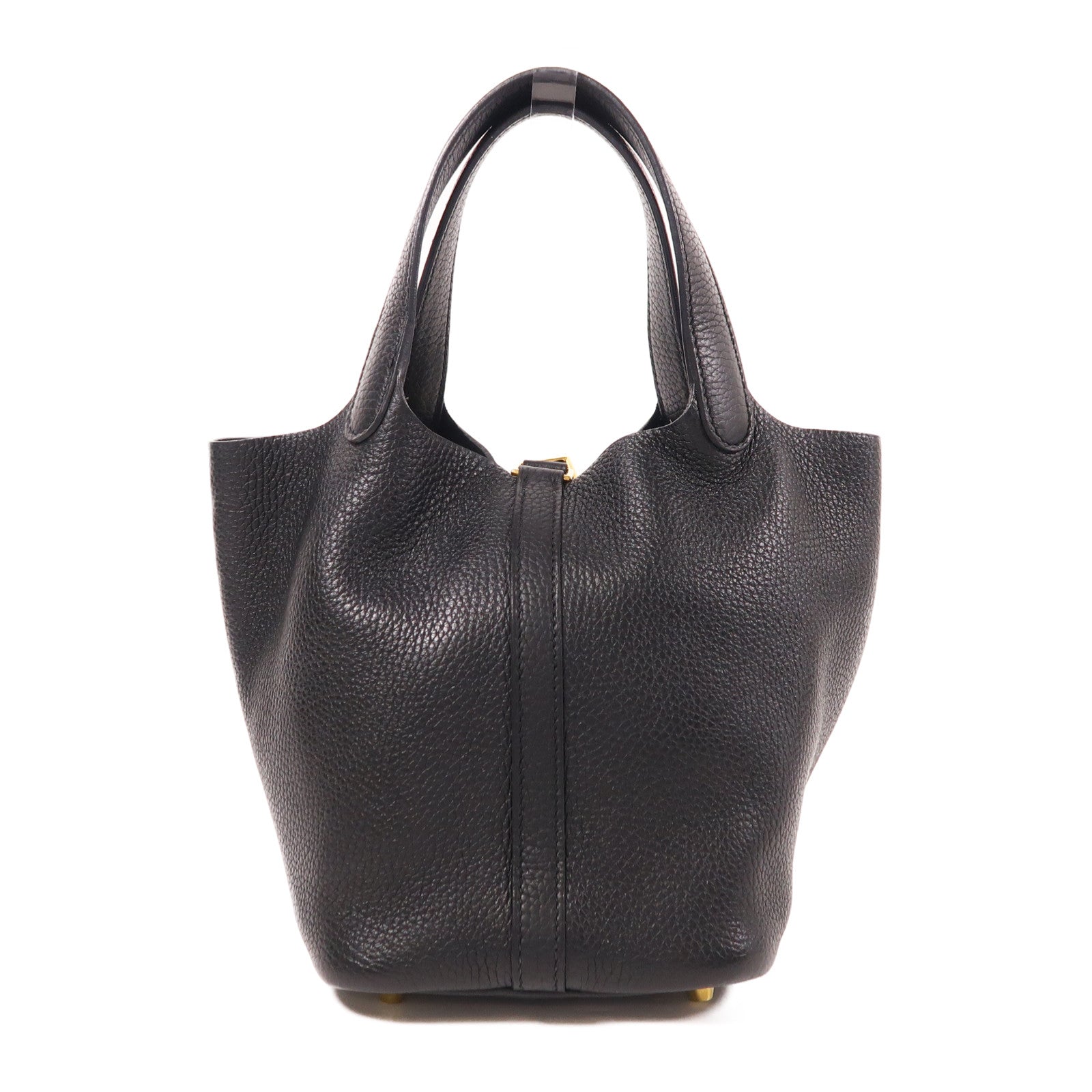 HERMES Clemence皮革Picotin PM金扣手挽袋89 Noir