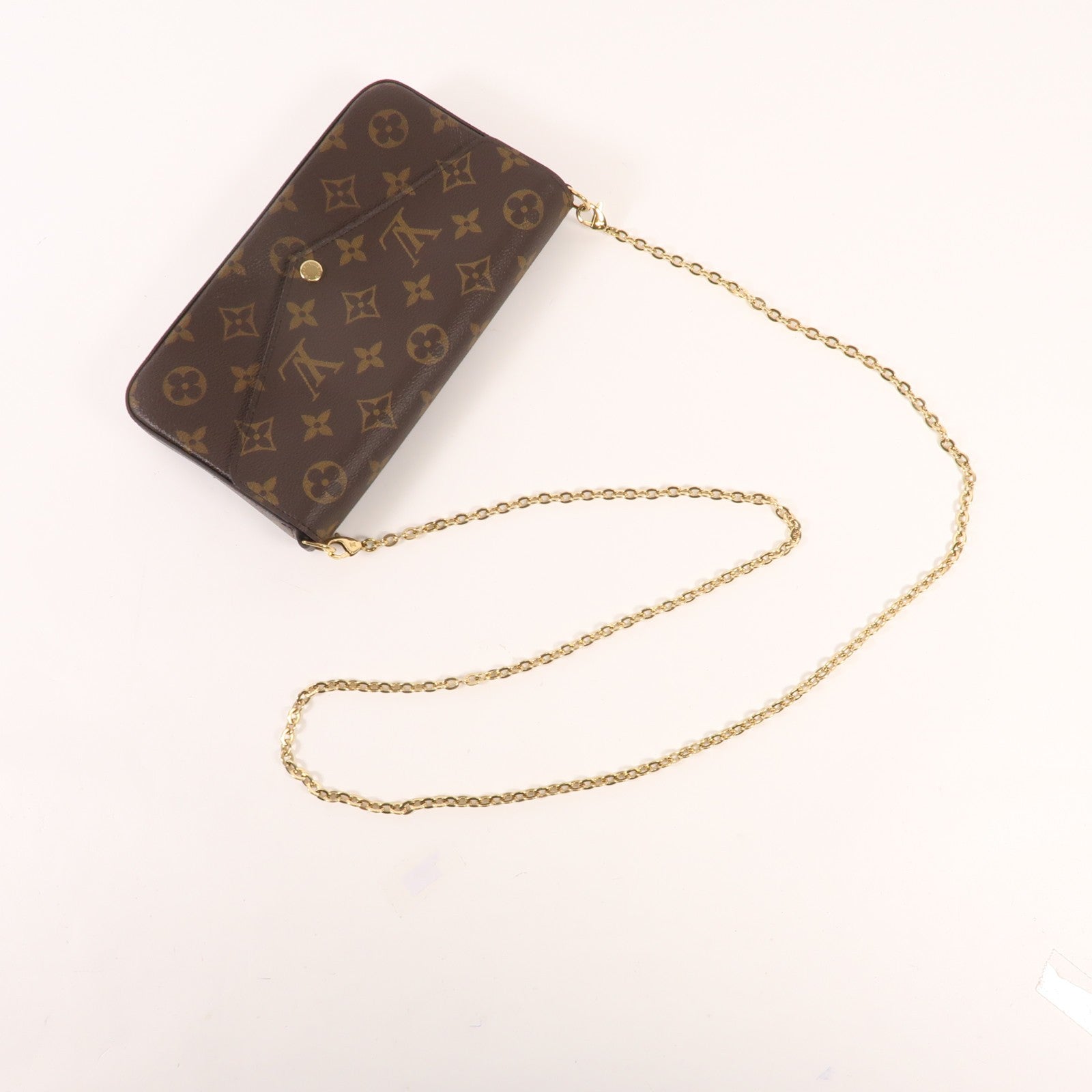 LOUIS VUITTON Monogram Pochette Felicie金扣鏈帶肩背袋