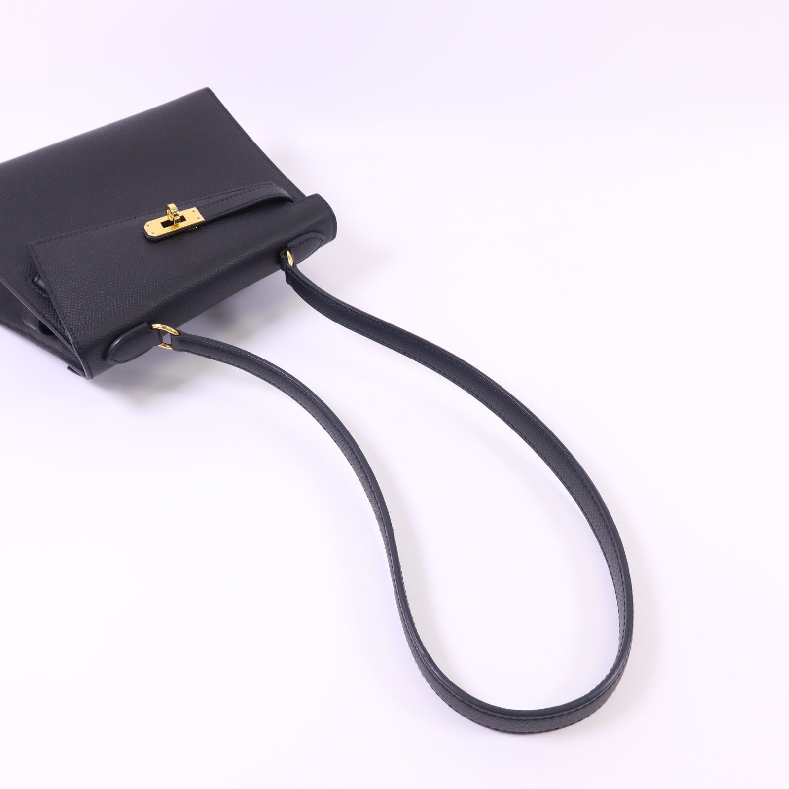 HERMES Epsom皮革Kelly 20 Desordre金扣肩背袋Noir