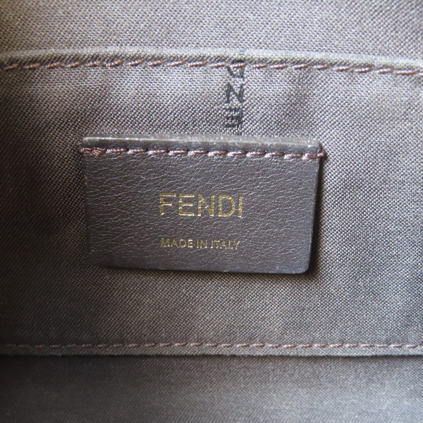 FENDI 牛皮皮革/塗層帆布Shoulder Bag金扣肩背袋啡色