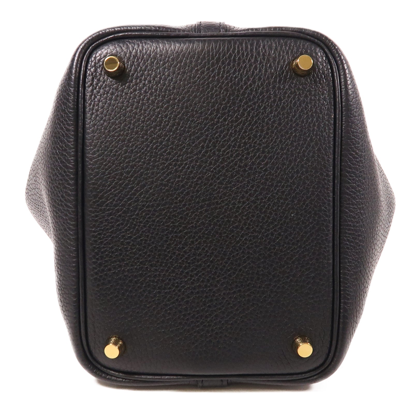 HERMES Clemence皮革Picotin PM金扣手挽袋89 Noir