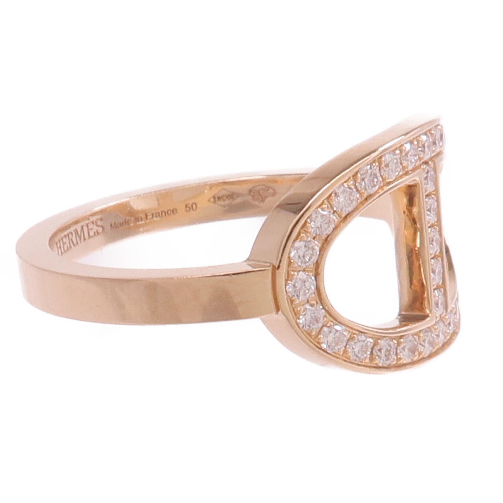 HERMES 18K玫瑰金H Bague Dancre Ring鑽石戒指