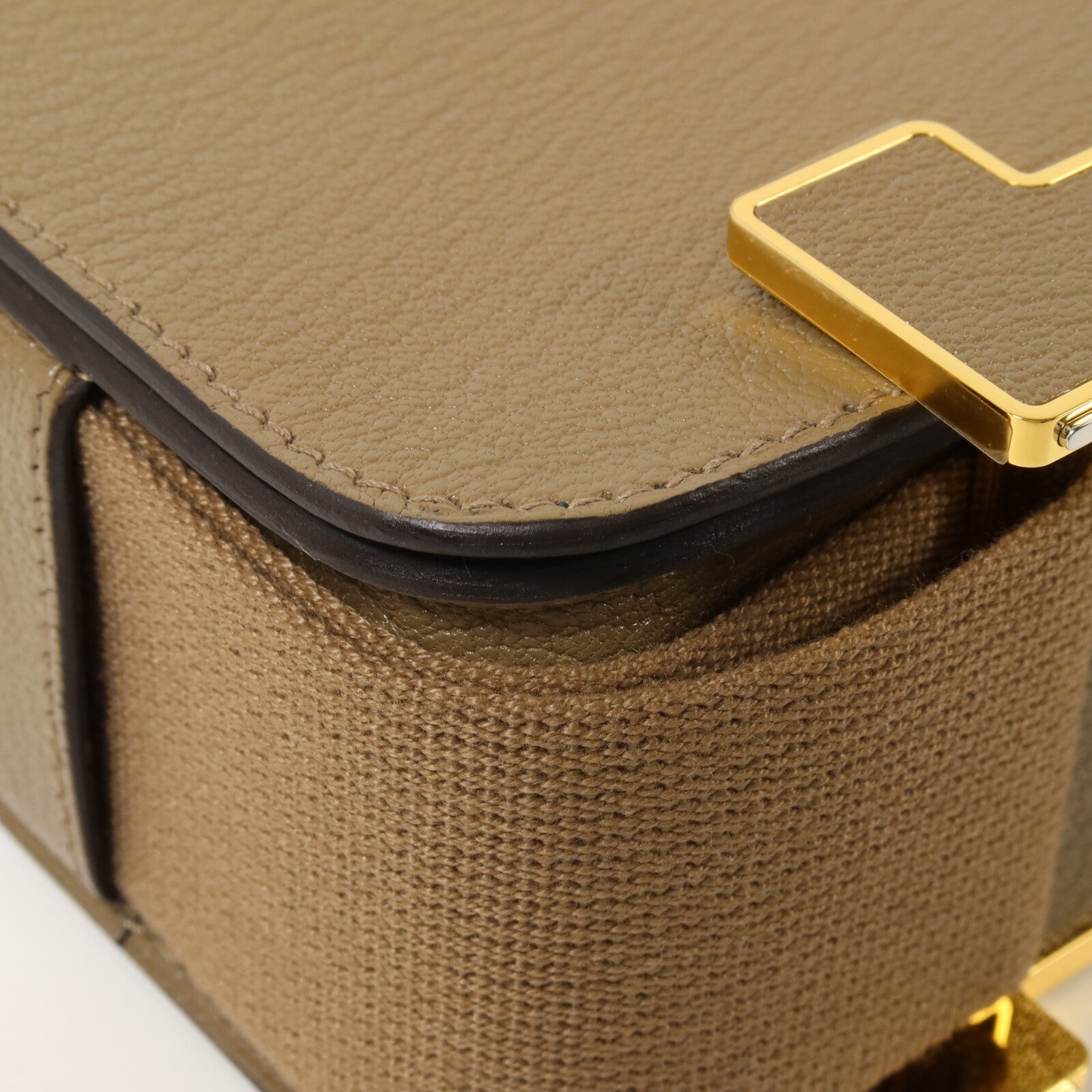 HERMES Chevre皮革Geta肩背袋Etoupe