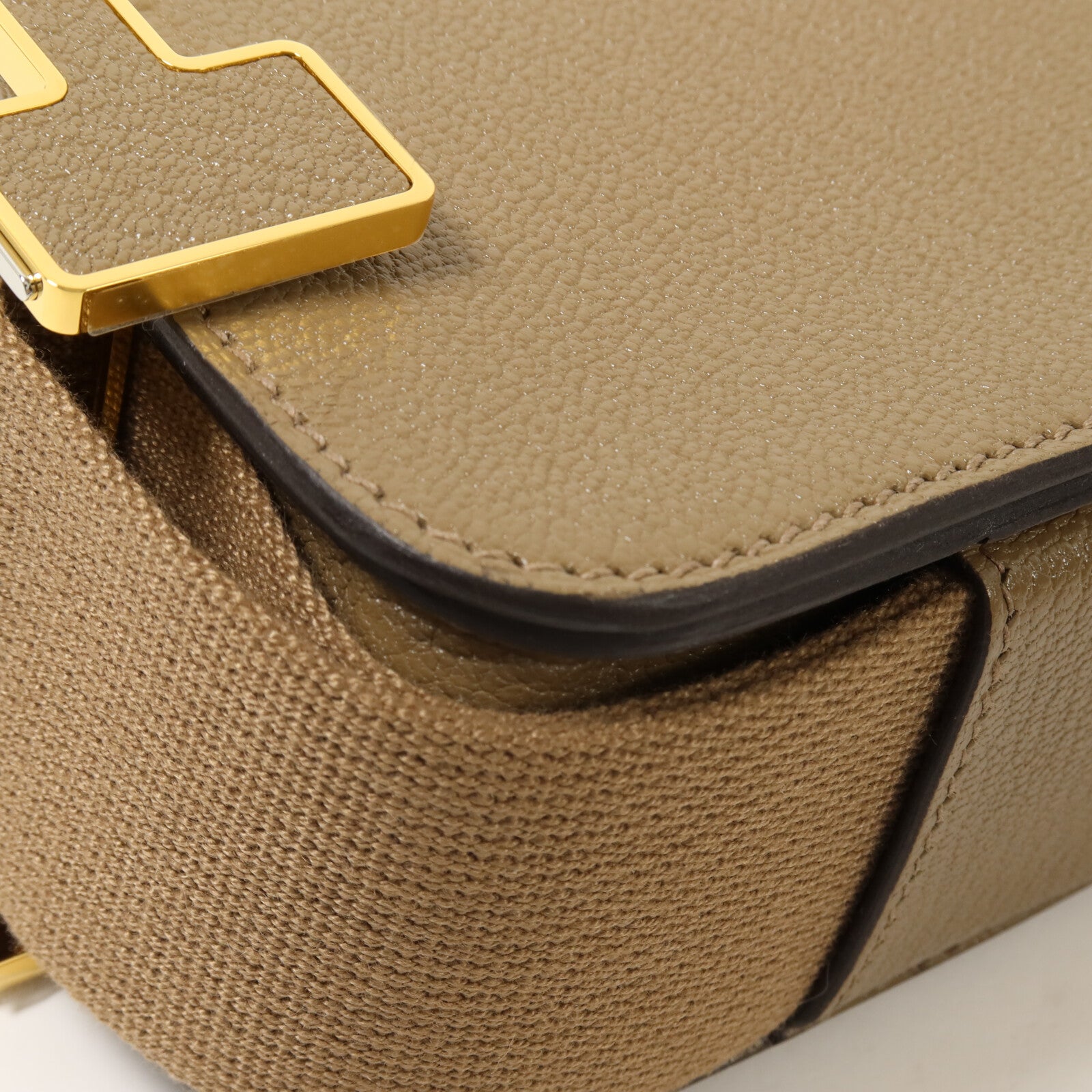 HERMES Chevre皮革Geta肩背袋Etoupe