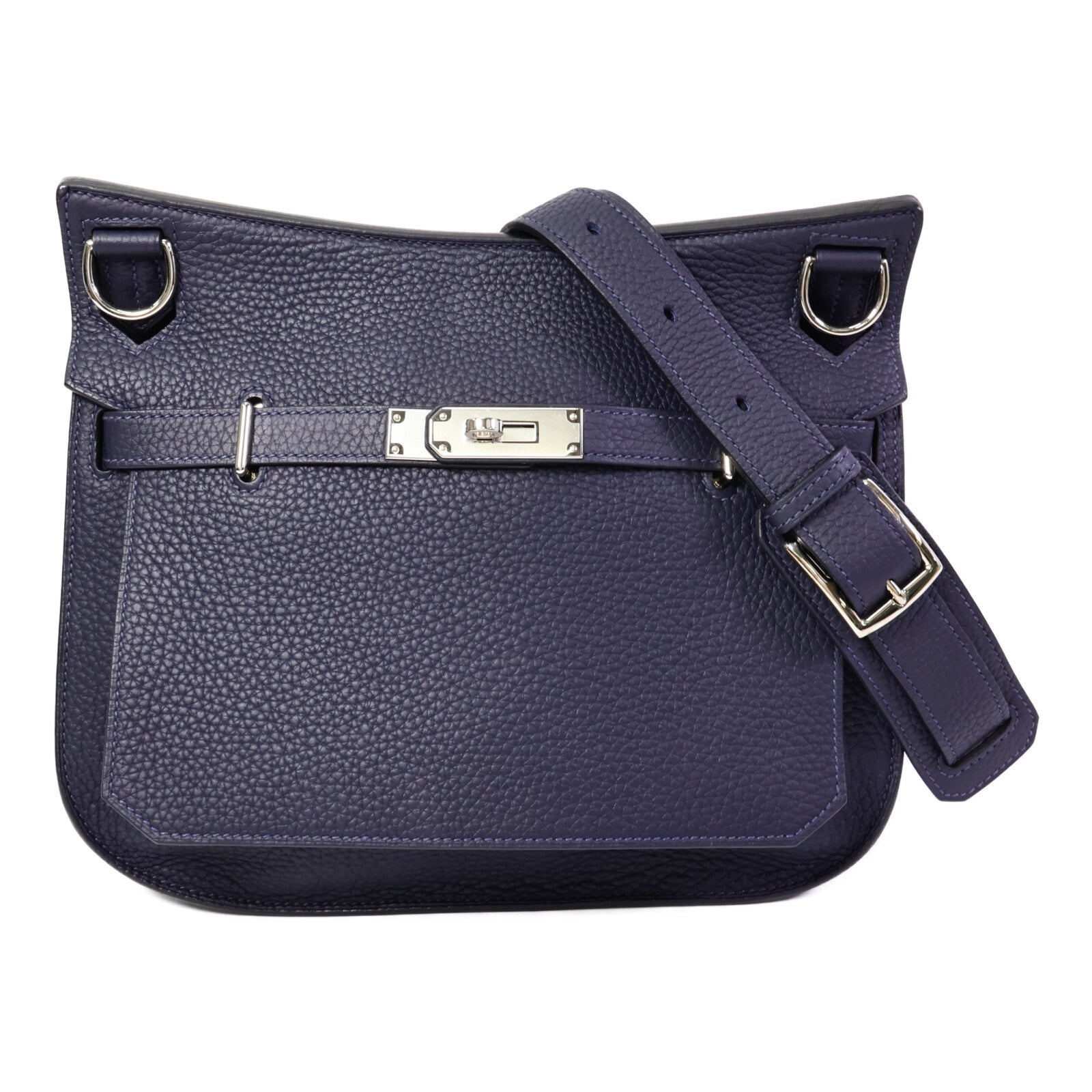 HERMES Clemence皮革Jypsiere 28肩背袋Blue Nuit