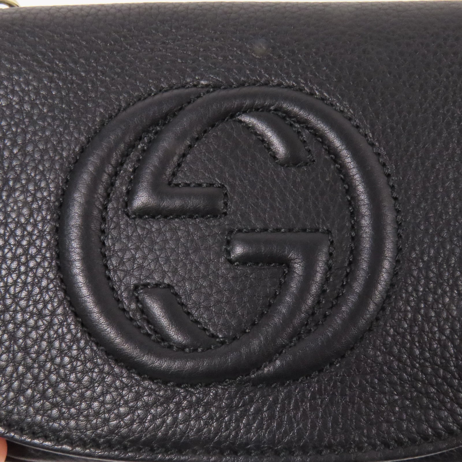 GUCCI 牛皮皮革Soho金扣鏈帶肩背袋
