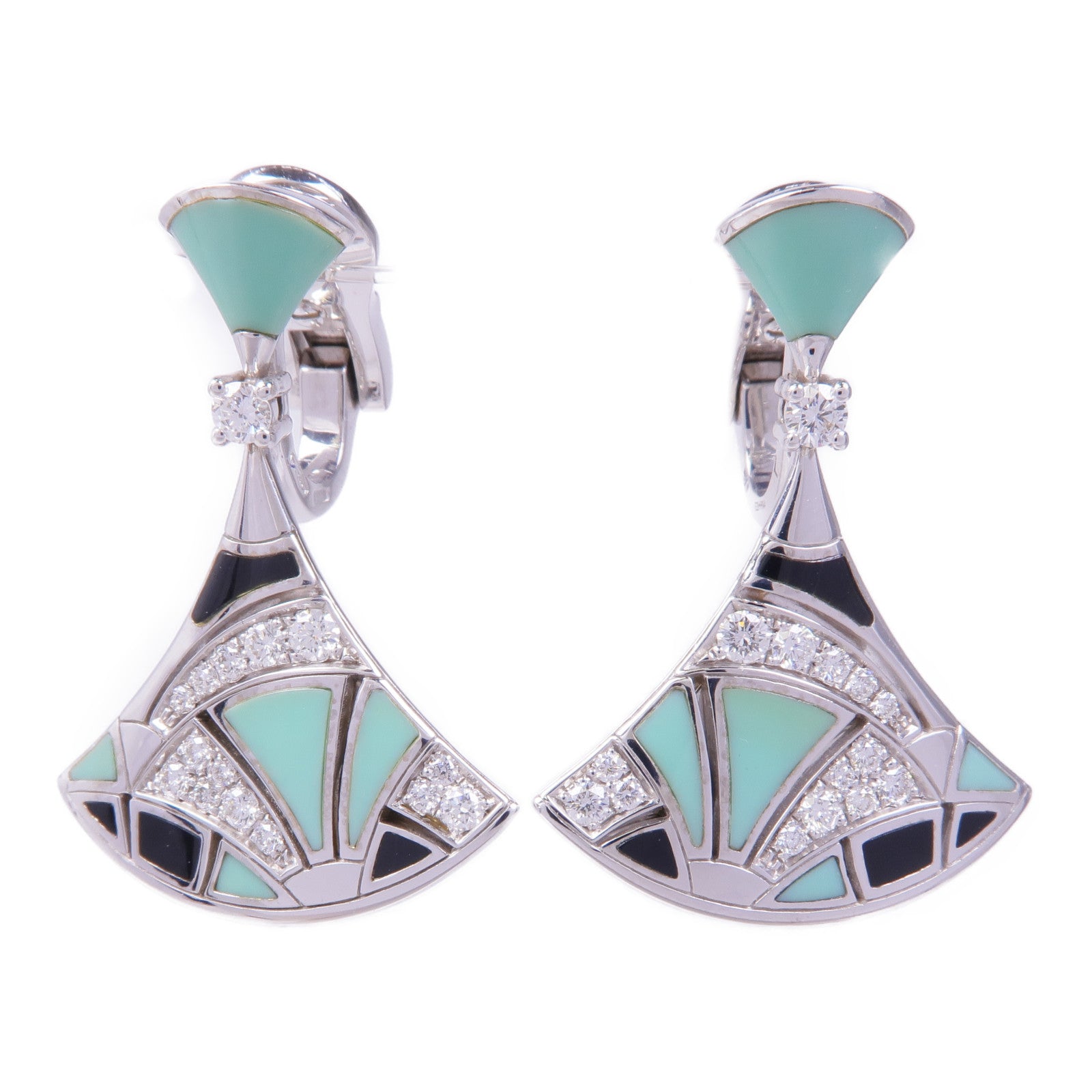 BVLGARI 18K白金Divas Dream Turquoise/Onyx鑽石耳環