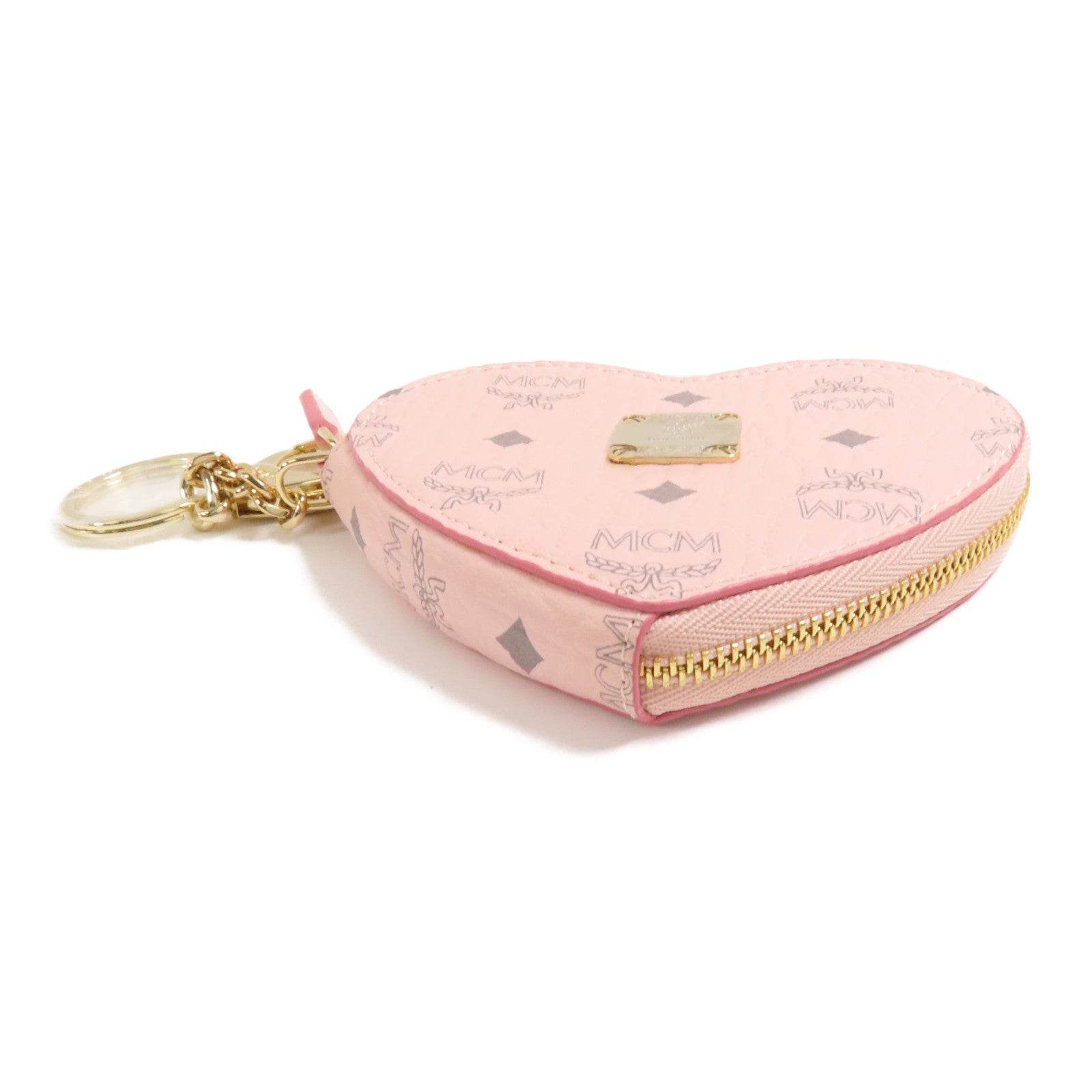 MCM 塗層帆布Pink Heart Coin Case金扣零錢包