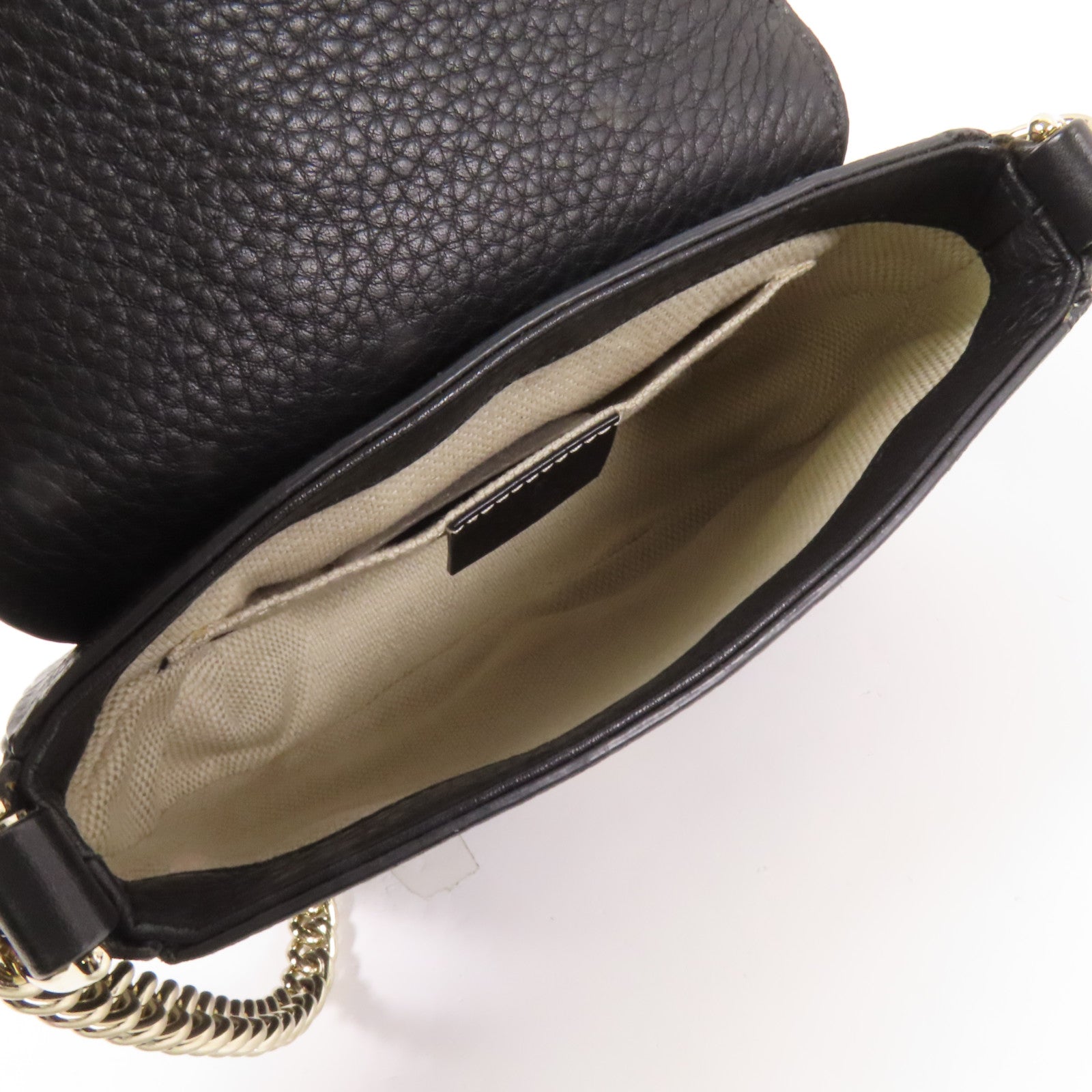 GUCCI 牛皮皮革Soho金扣鏈帶肩背袋