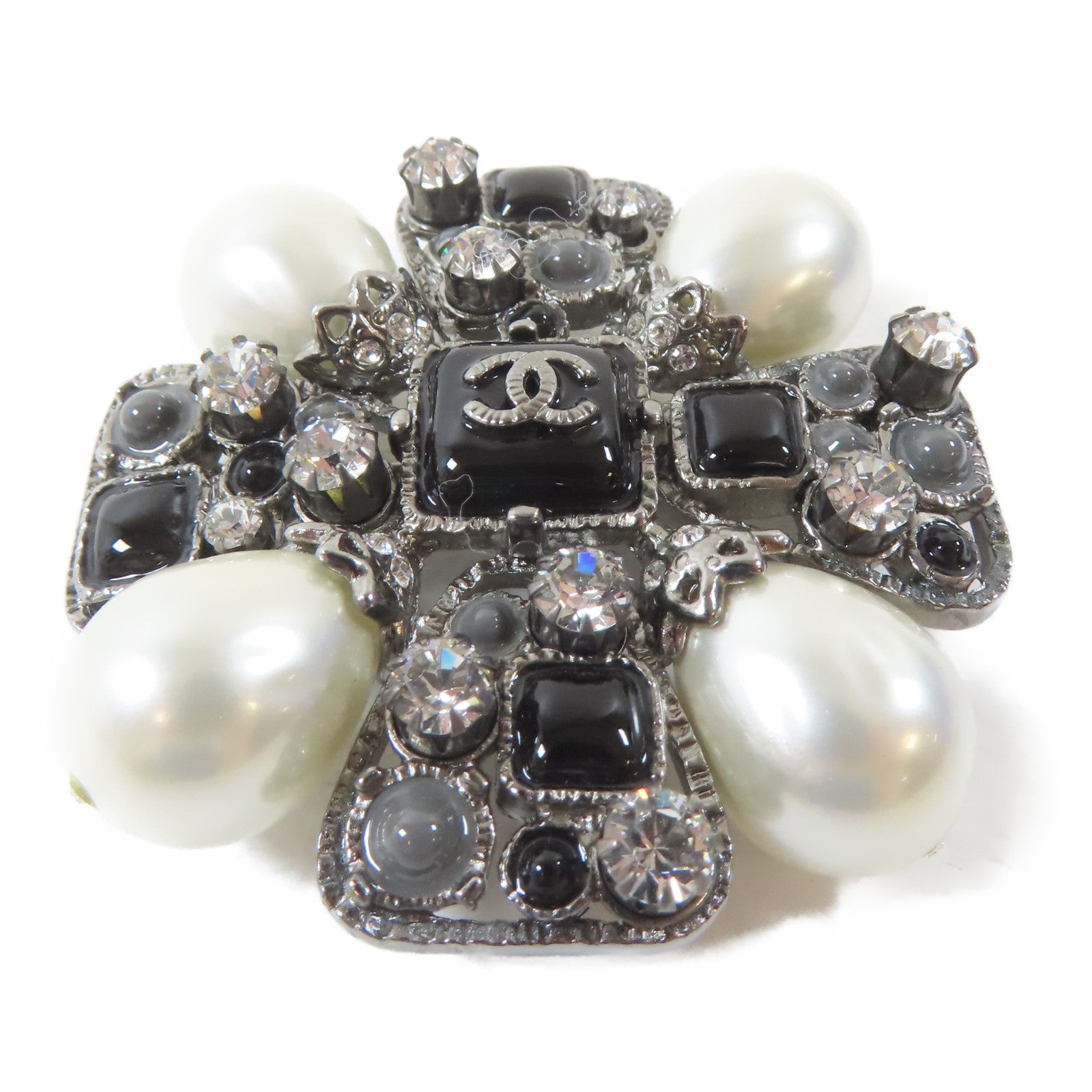 CHANEL 金屬Brooch胸針黑色/白色/銀色