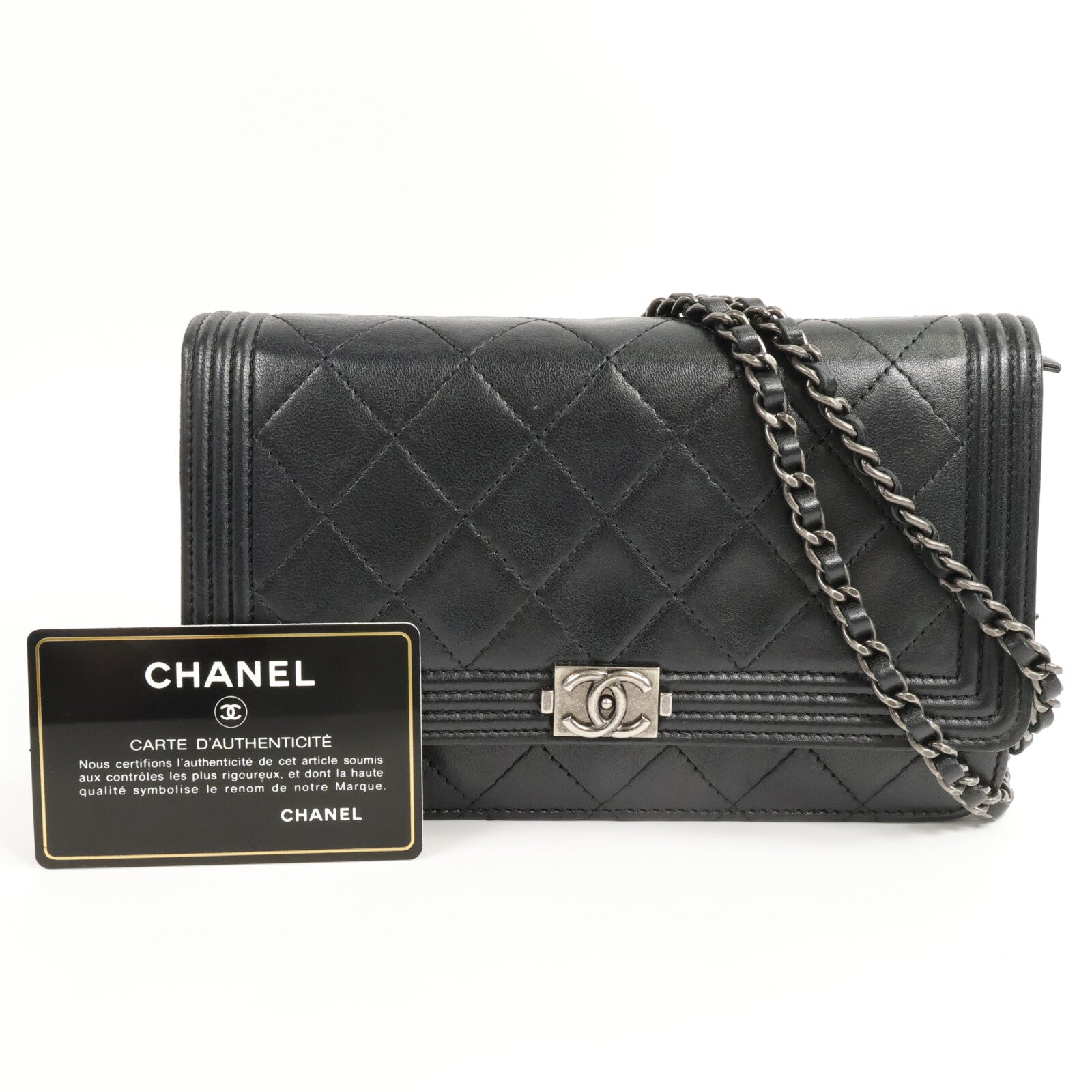 CHANEL 羊皮皮革Boy Chanel鏈帶肩背袋