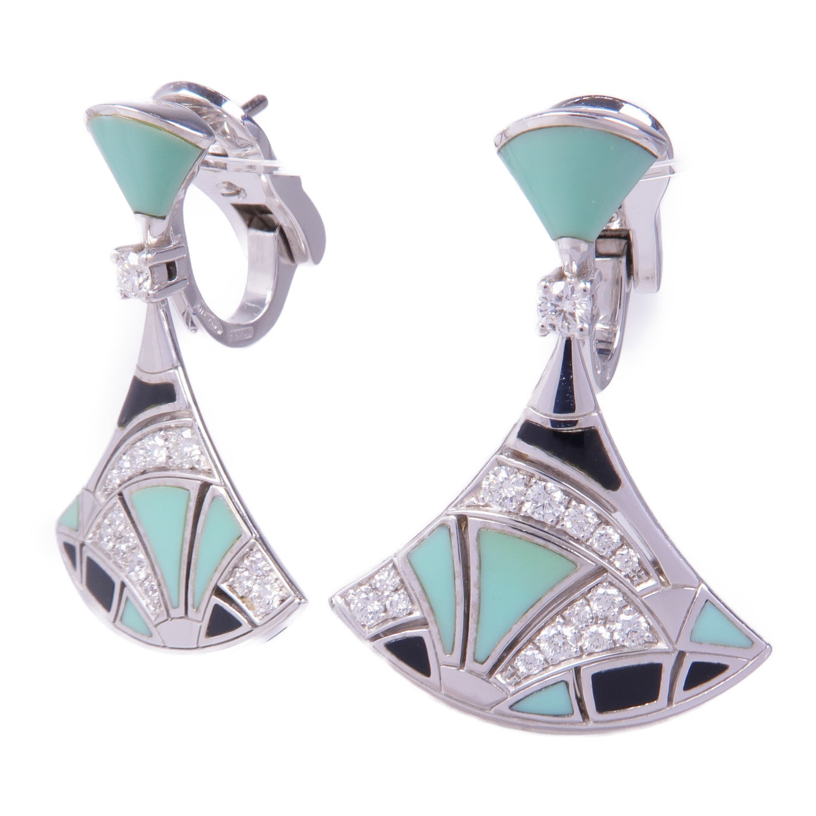 BVLGARI 18K白金Divas Dream Turquoise/Onyx鑽石耳環
