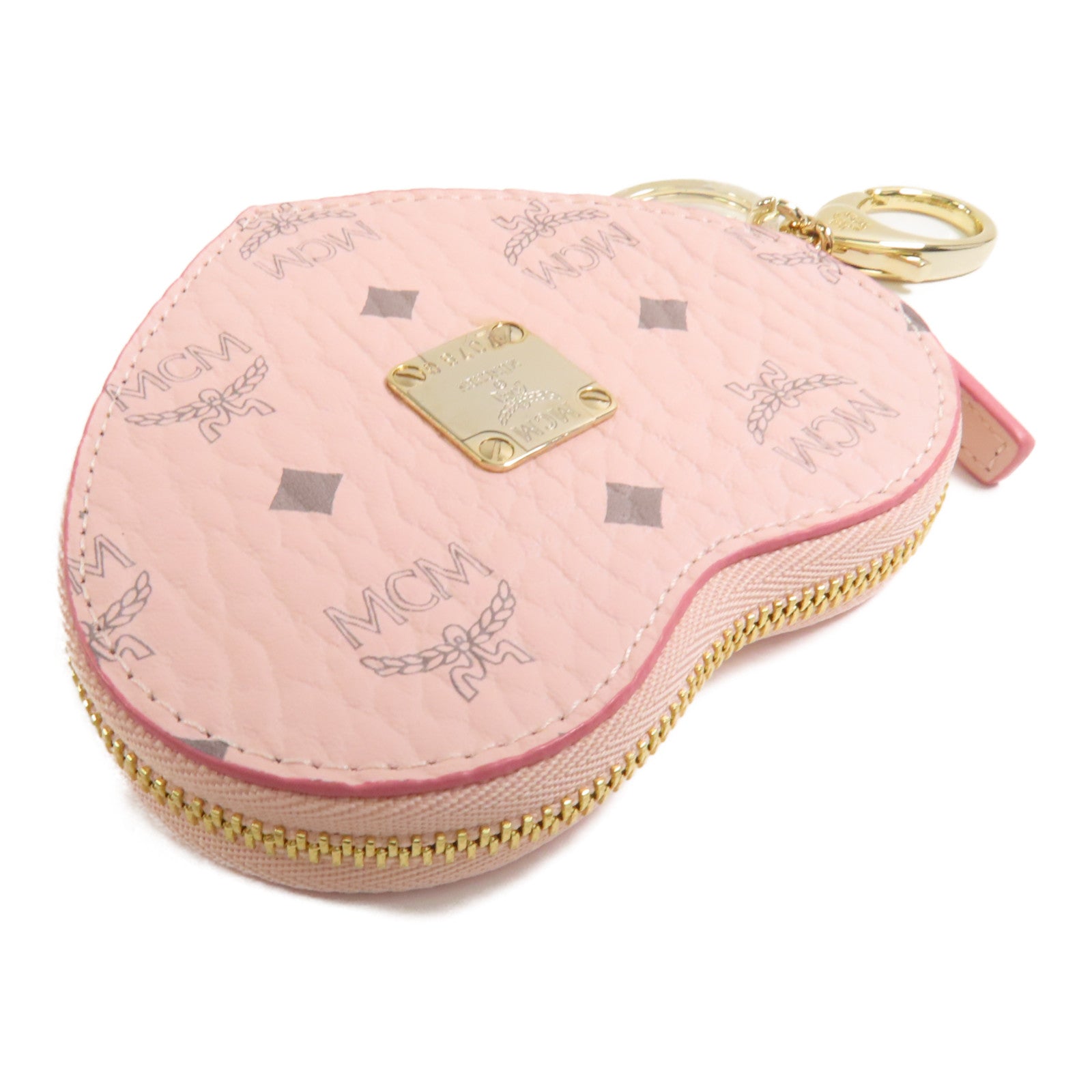 MCM 塗層帆布Pink Heart Coin Case金扣零錢包