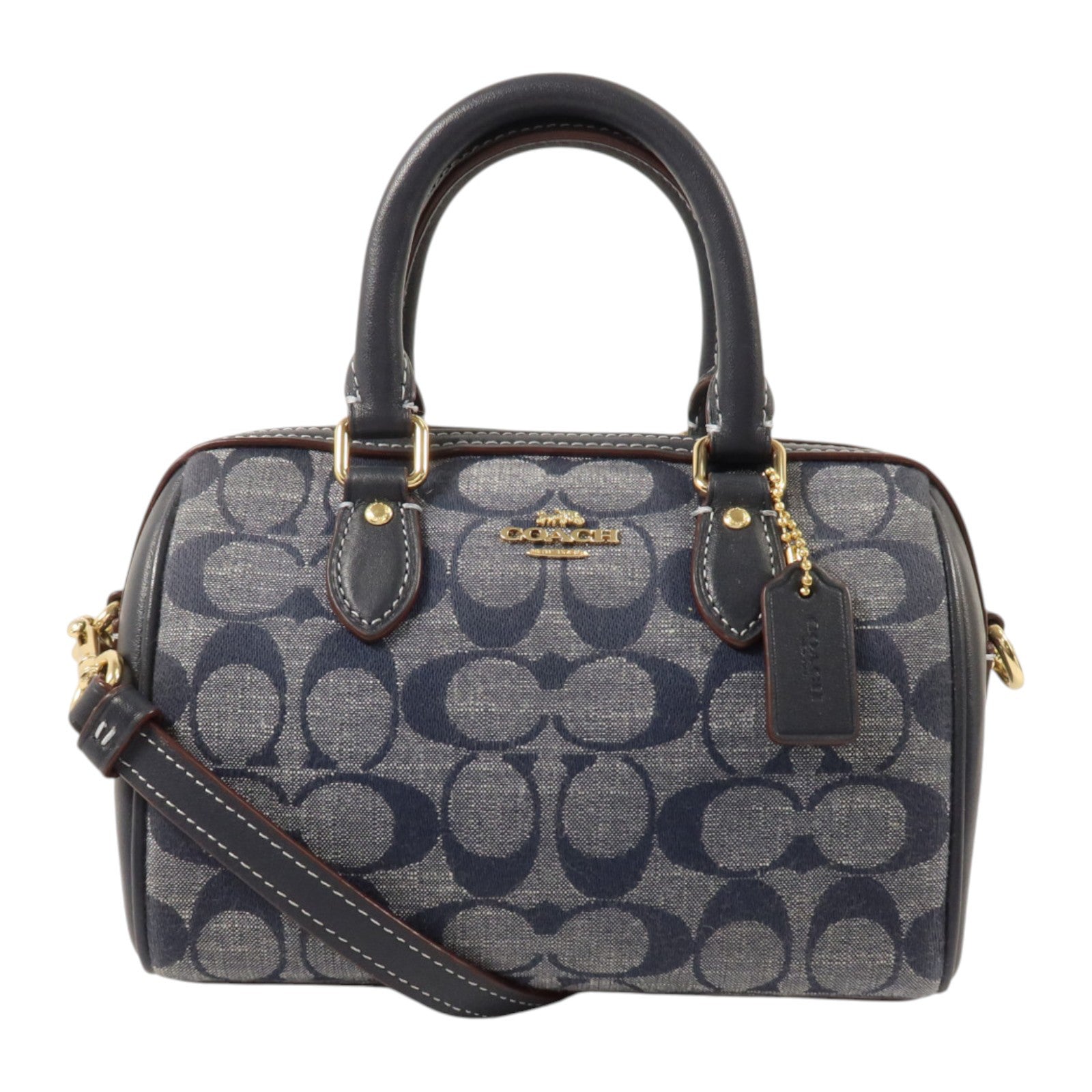 COACH 牛仔佈2Way Shoulder Bag金扣手挽肩背兩用袋