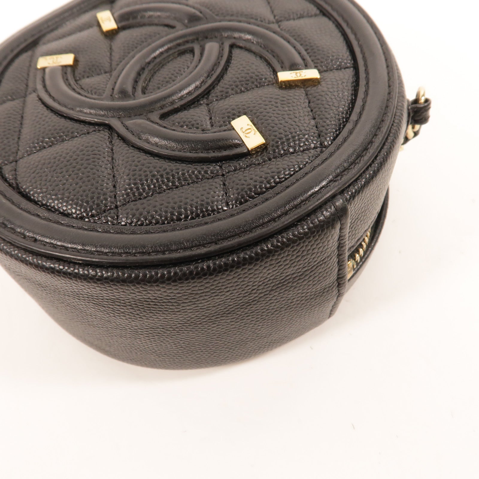 CHANEL 牛皮皮革Round CC Filigree Bag肩背袋