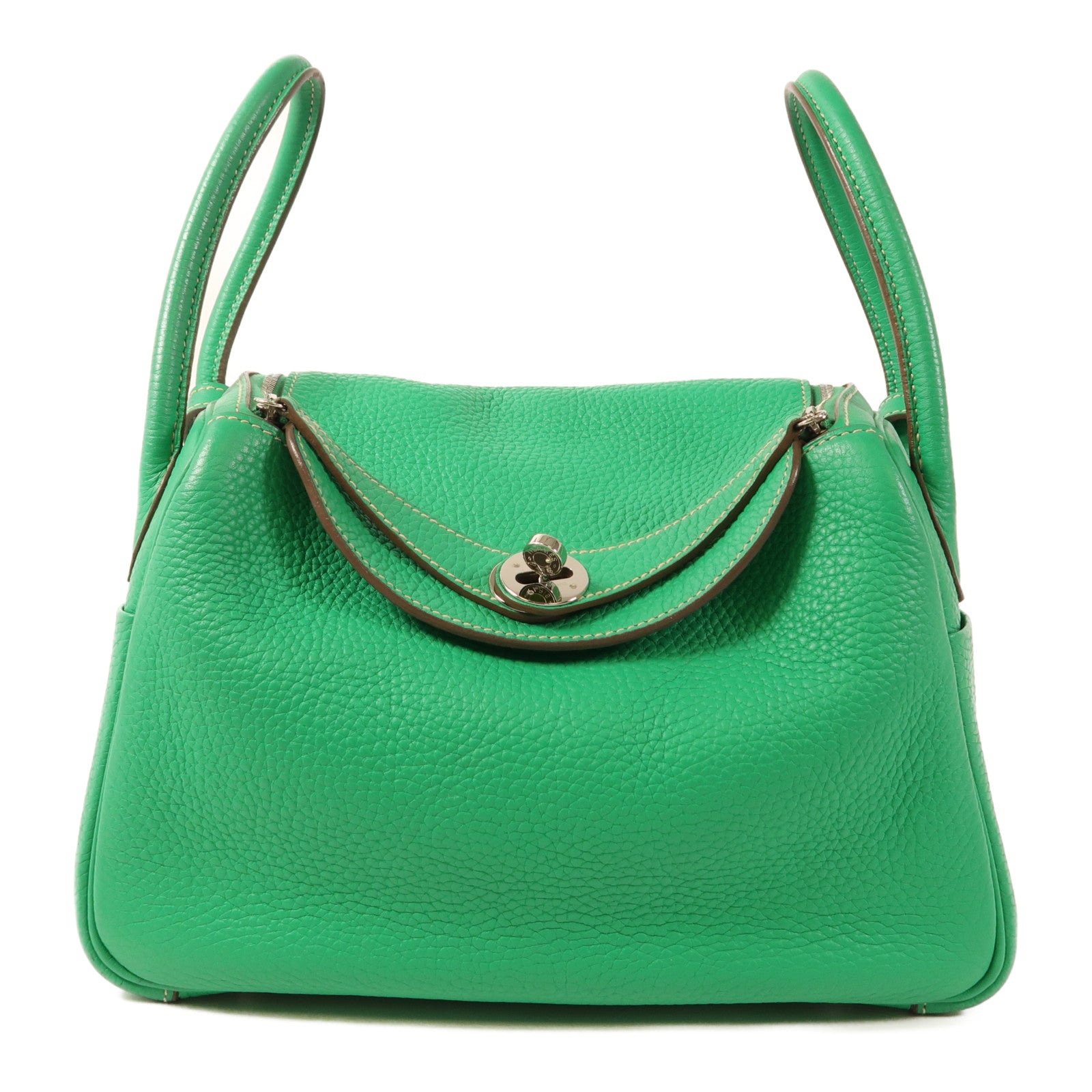 HERMES PHW Lindy 26 2 Way Shoulder Bag Handbag Clemence Leather Menthe