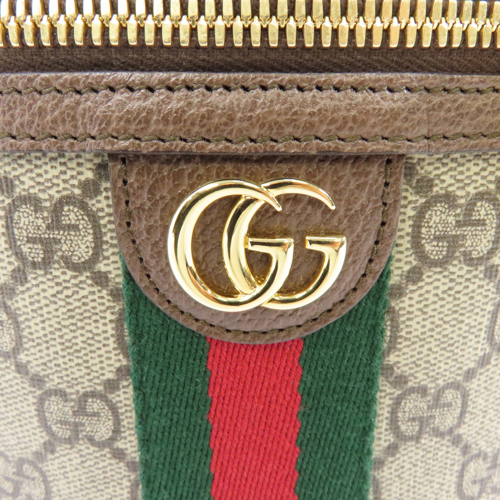 GUCCI 塗層帆布Supreme Ophidia Cosmetic Case金扣化妝袋啡色