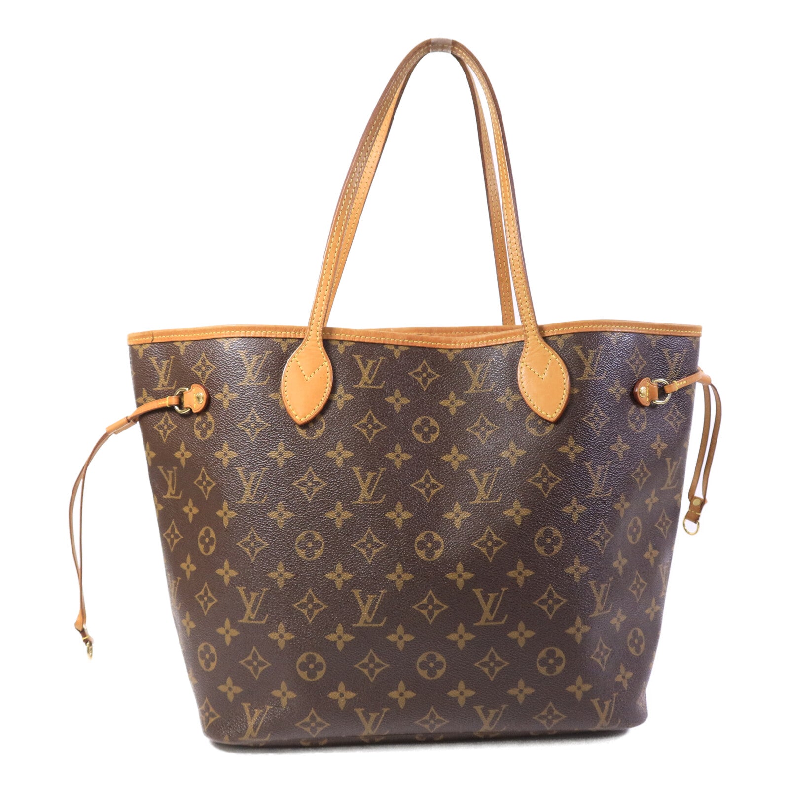 LOUIS VUITTON Monogram Neverfull MM金扣手挽袋