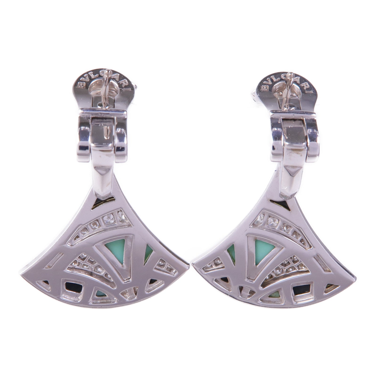 BVLGARI 18K白金Divas Dream Turquoise/Onyx鑽石耳環