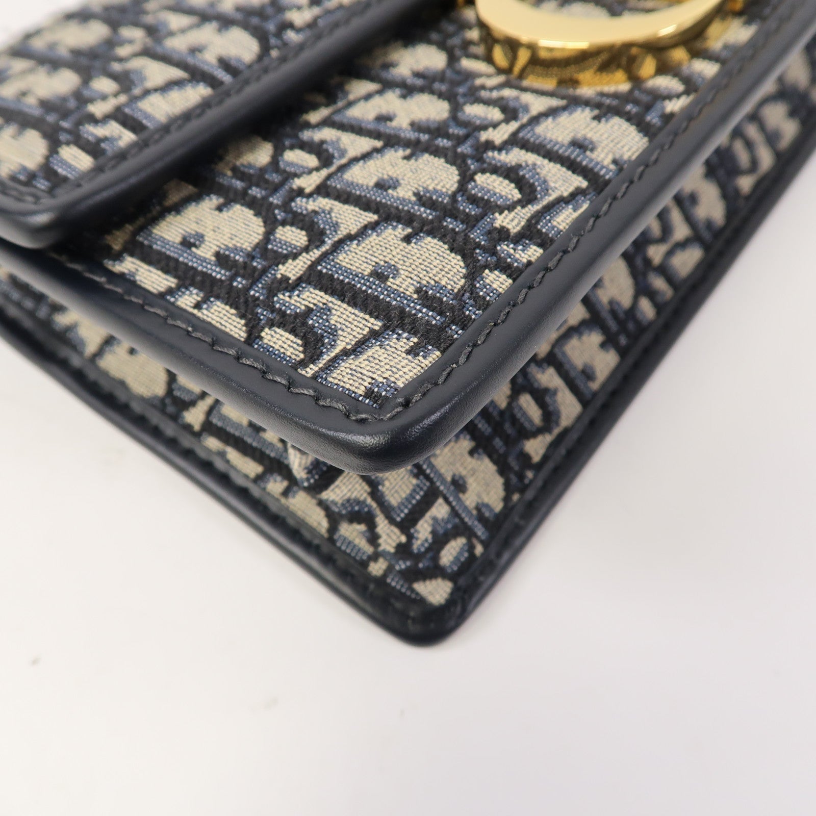 Dior Oblique帆布30 Montaigne金扣鏈帶肩背袋深藍色