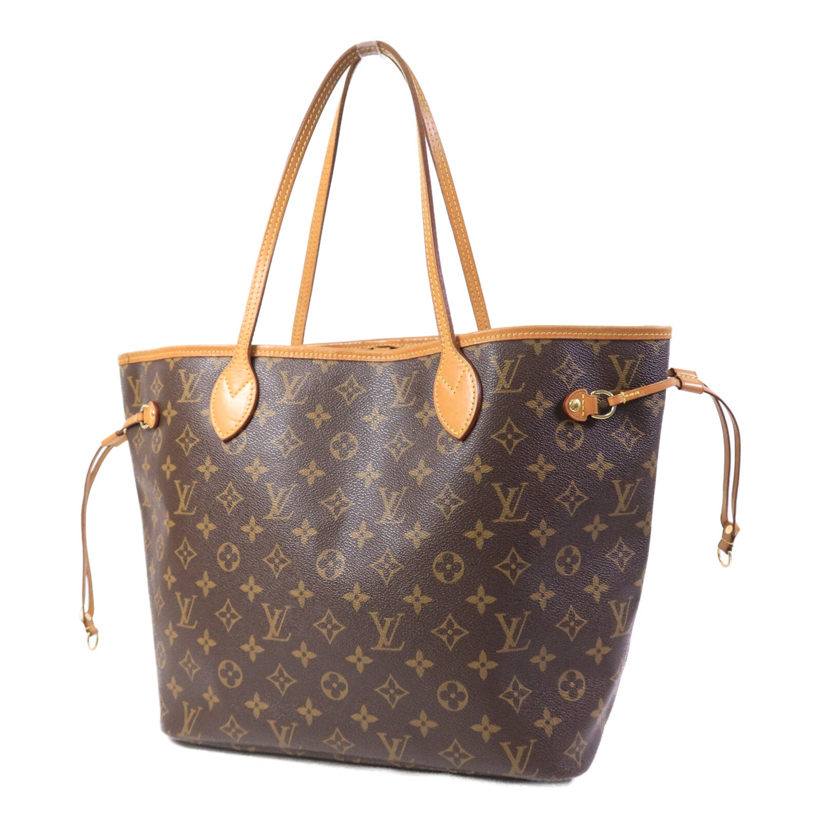 LOUIS VUITTON Monogram Neverfull MM金扣手挽袋