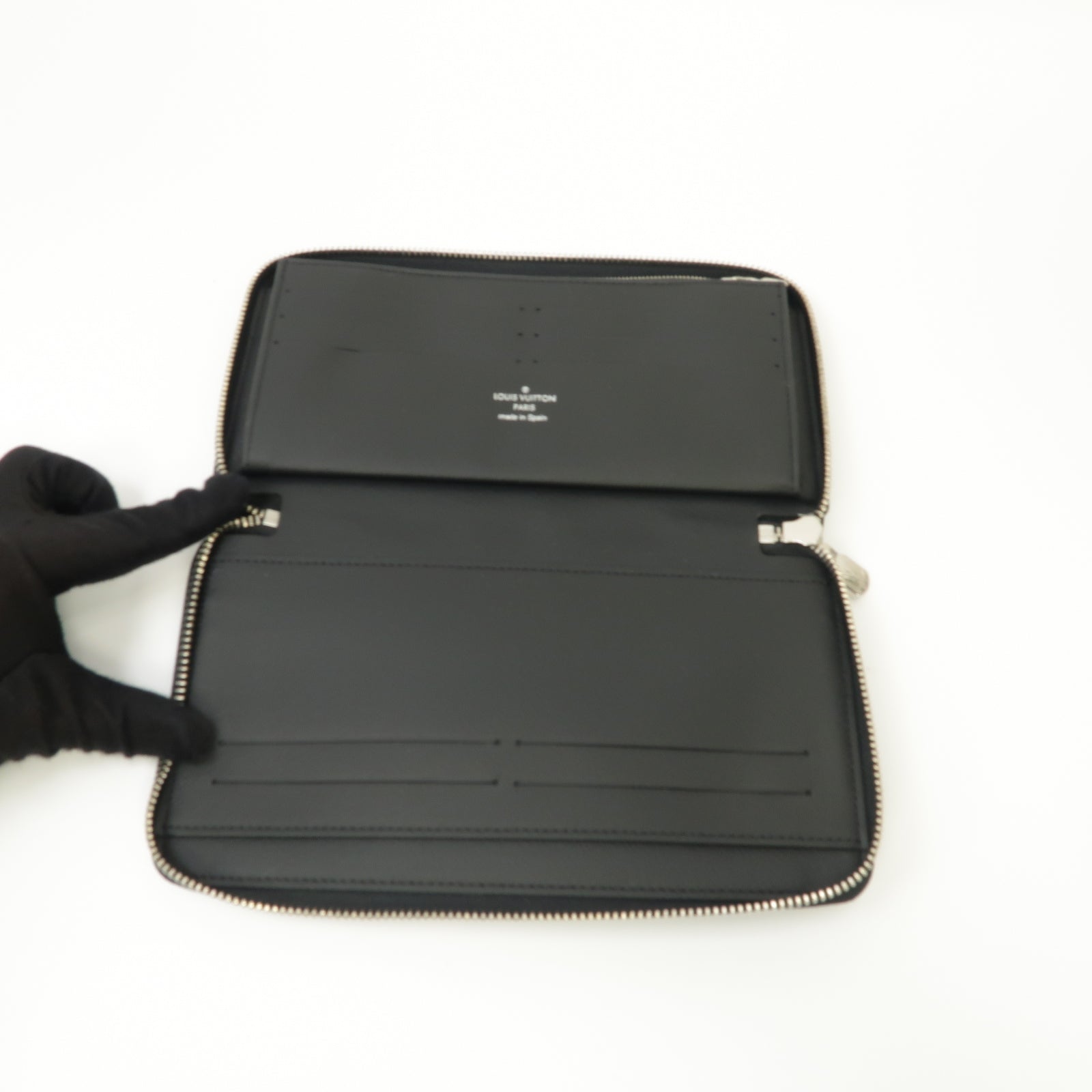 LOUIS VUITTON 【激減優惠】Damier Graphite Zippy Organizer Wallet銀扣長錢包黑色/灰色