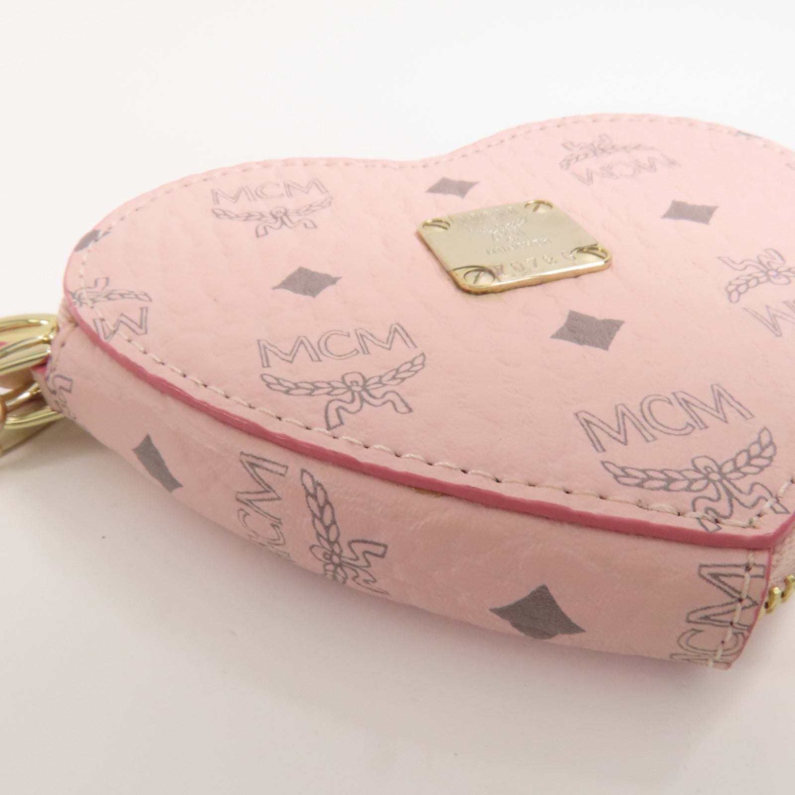 MCM 塗層帆布Pink Heart Coin Case金扣零錢包