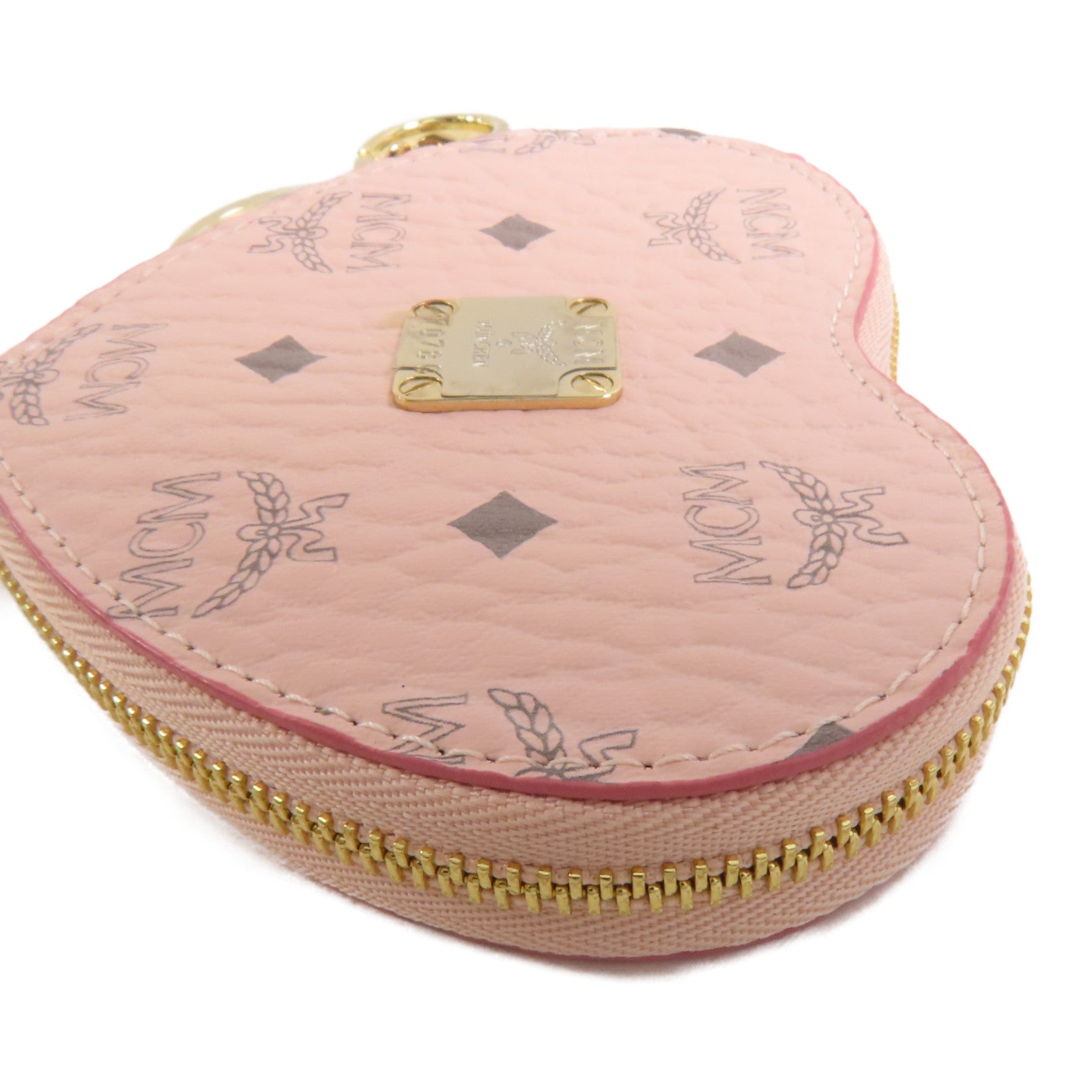 MCM 塗層帆布Pink Heart Coin Case金扣零錢包