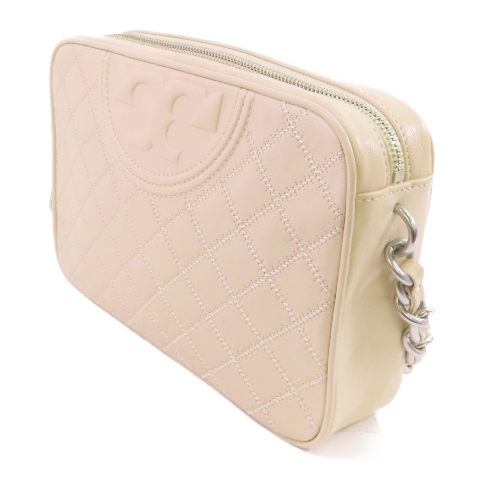 Tory Burch 牛皮皮革Shoulder Bag銀扣鏈帶肩背袋