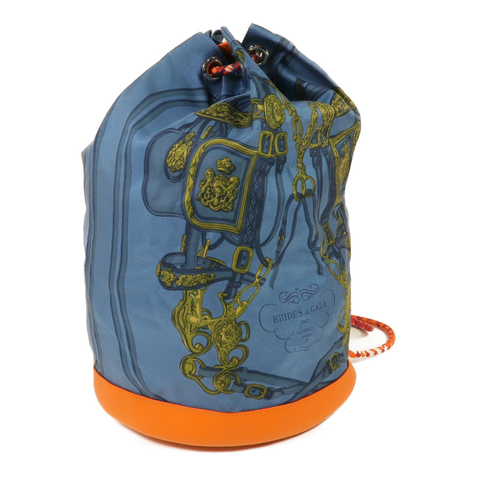 HERMES 絲質/牛皮皮革Soie Cool Backpack銀扣背包