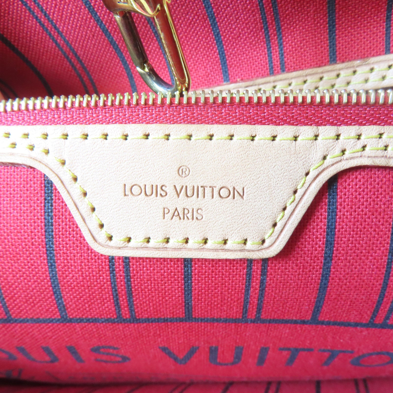 LOUIS VUITTON Monogram Neverfull MM金扣手挽袋啡色