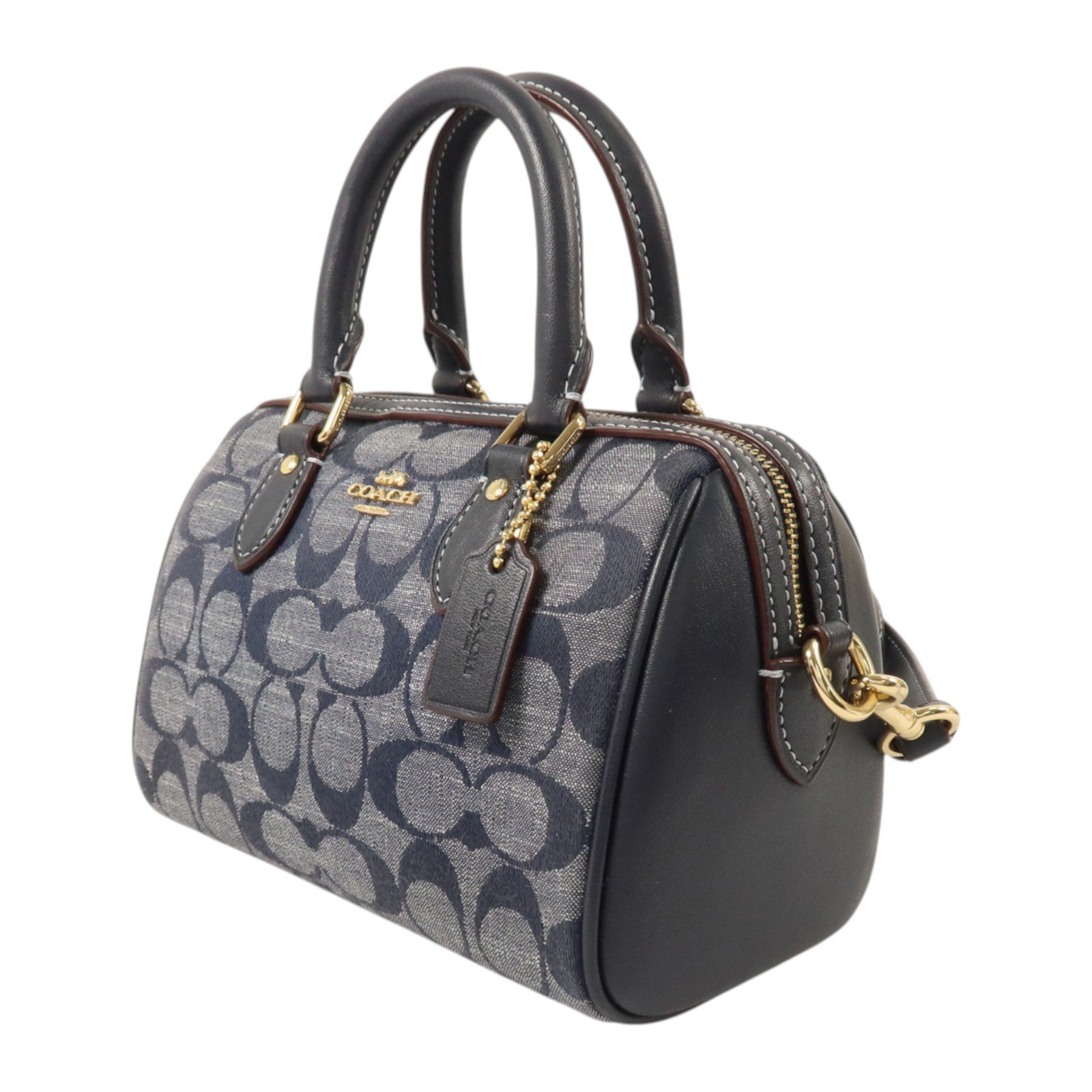 COACH 牛仔佈2Way Shoulder Bag金扣手挽肩背兩用袋