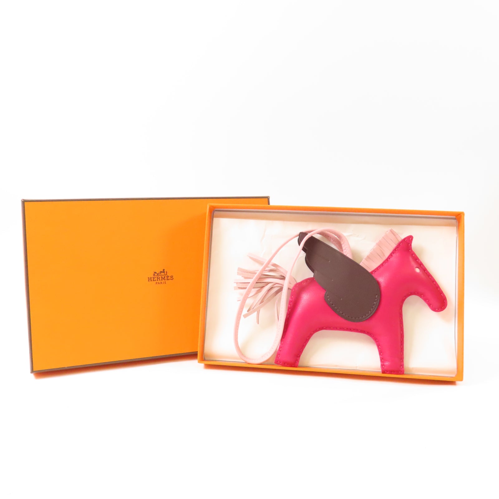 HERMES 【激減優惠】Swift皮革Rodeo Pegase MM掛飾粉紅色/啡色