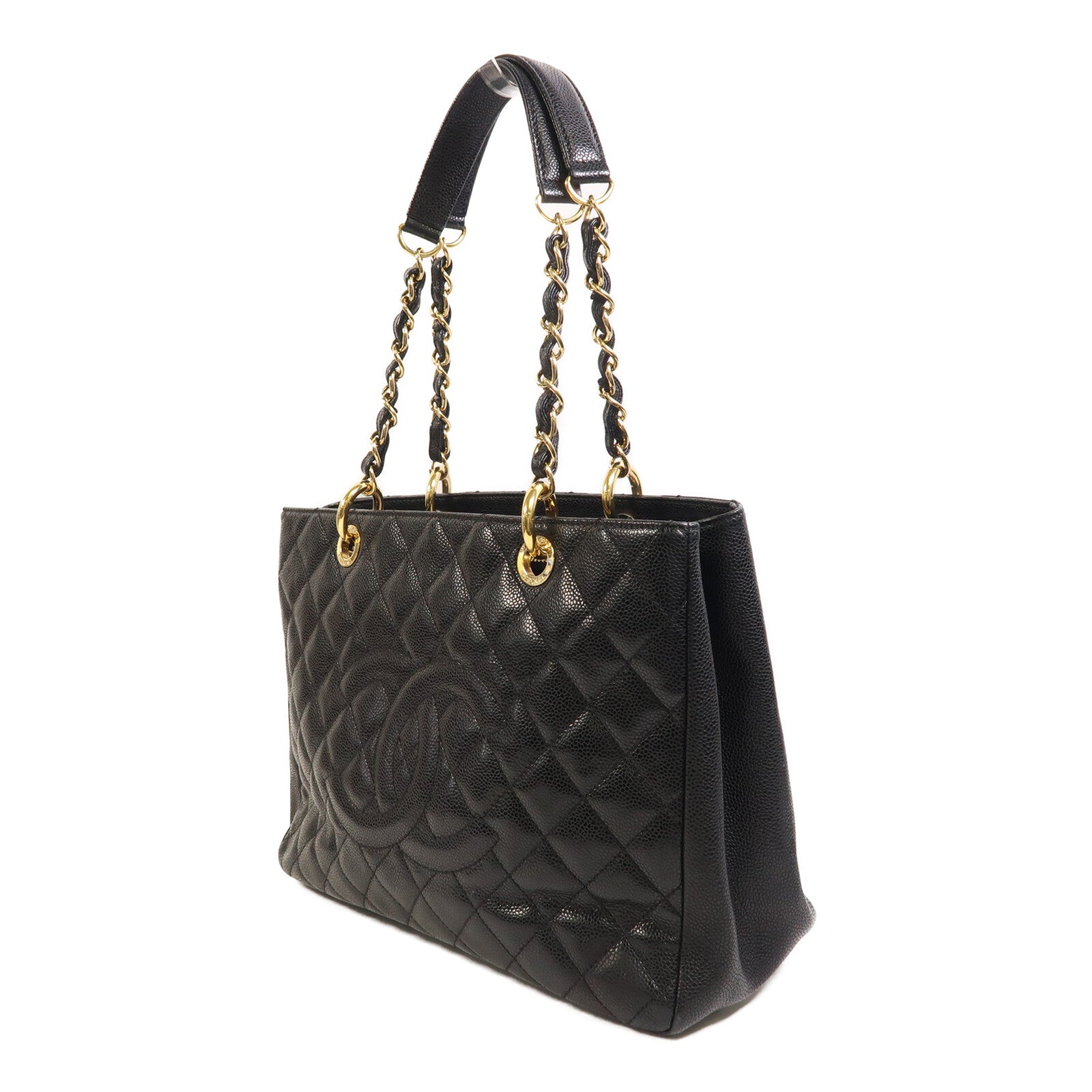 CHANEL 牛皮皮革GST Grand Shopping Tote Bag金扣鏈帶肩背袋
