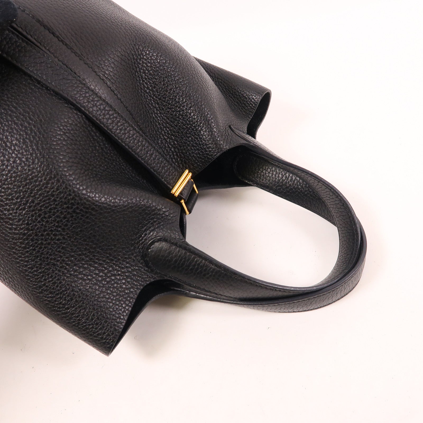 HERMES Clemence皮革Picotin PM金扣手挽袋89 Noir