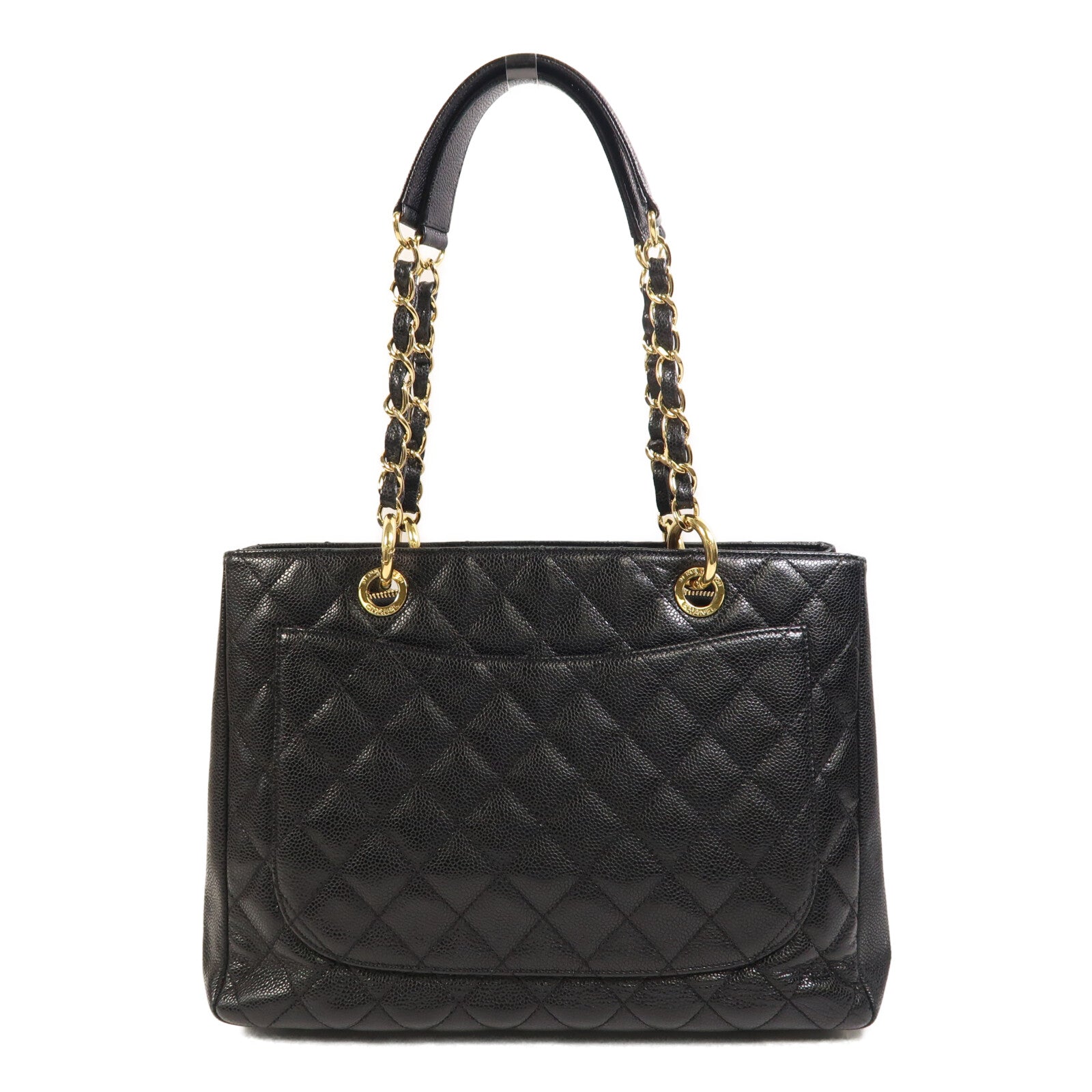 CHANEL 牛皮皮革GST Grand Shopping Tote Bag金扣鏈帶肩背袋