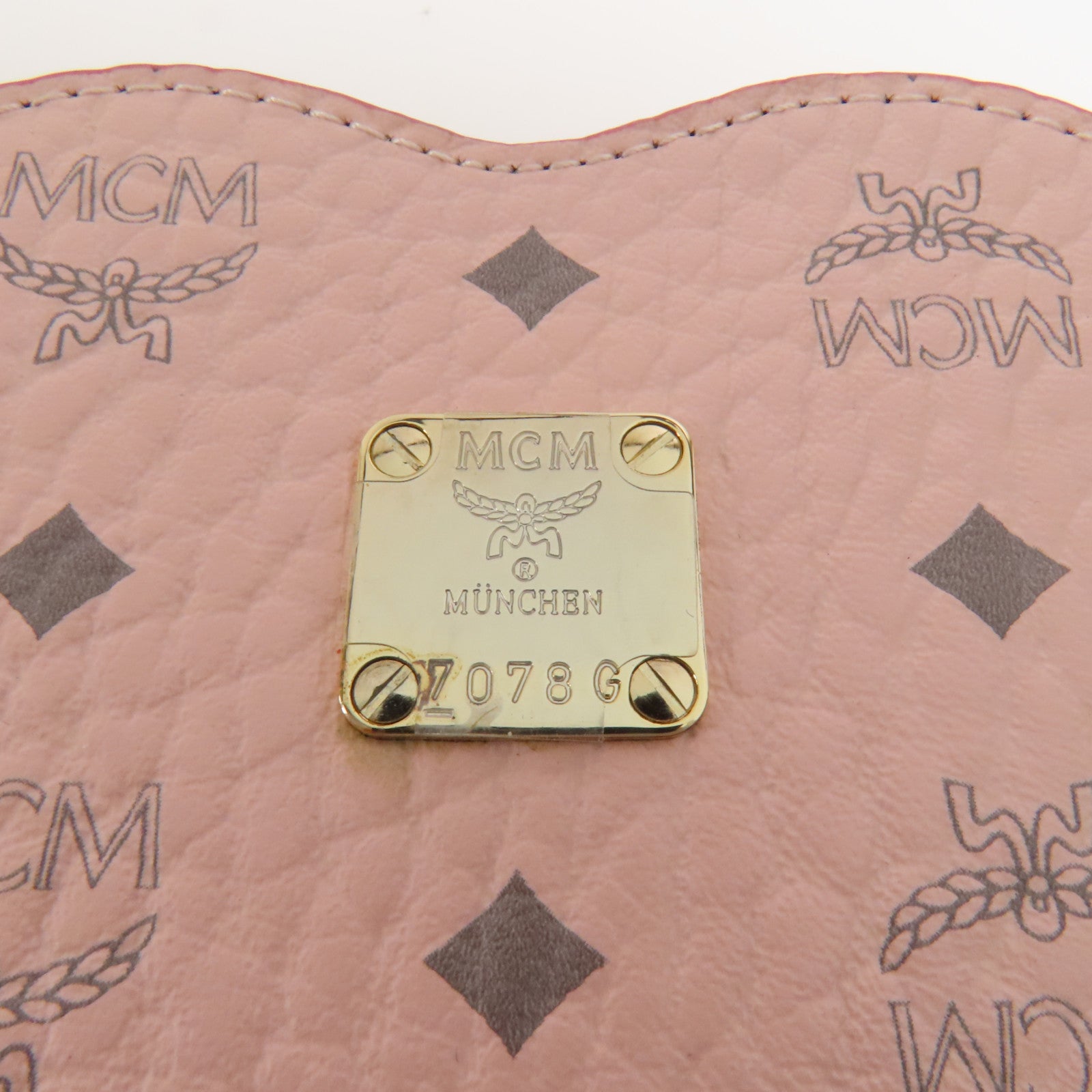 MCM 塗層帆布Pink Heart Coin Case金扣零錢包