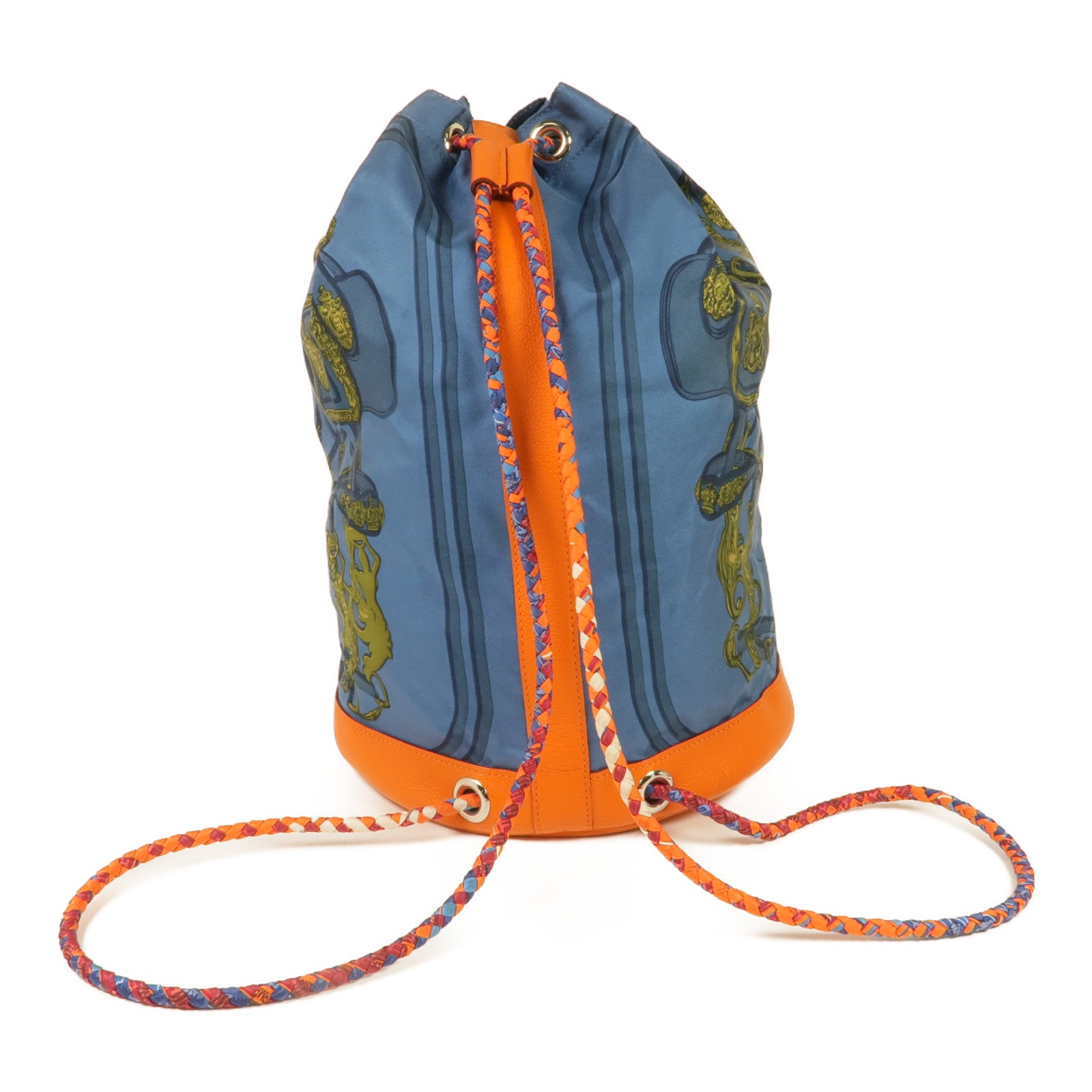 HERMES 絲質/牛皮皮革Soie Cool Backpack銀扣背包