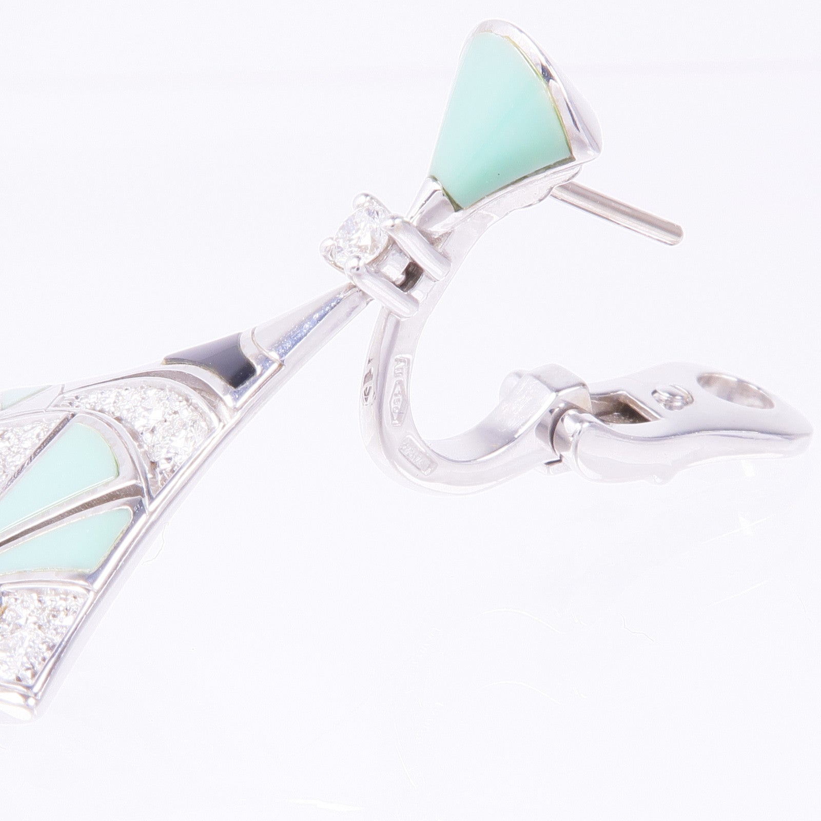 BVLGARI 18K白金Divas Dream Turquoise/Onyx鑽石耳環