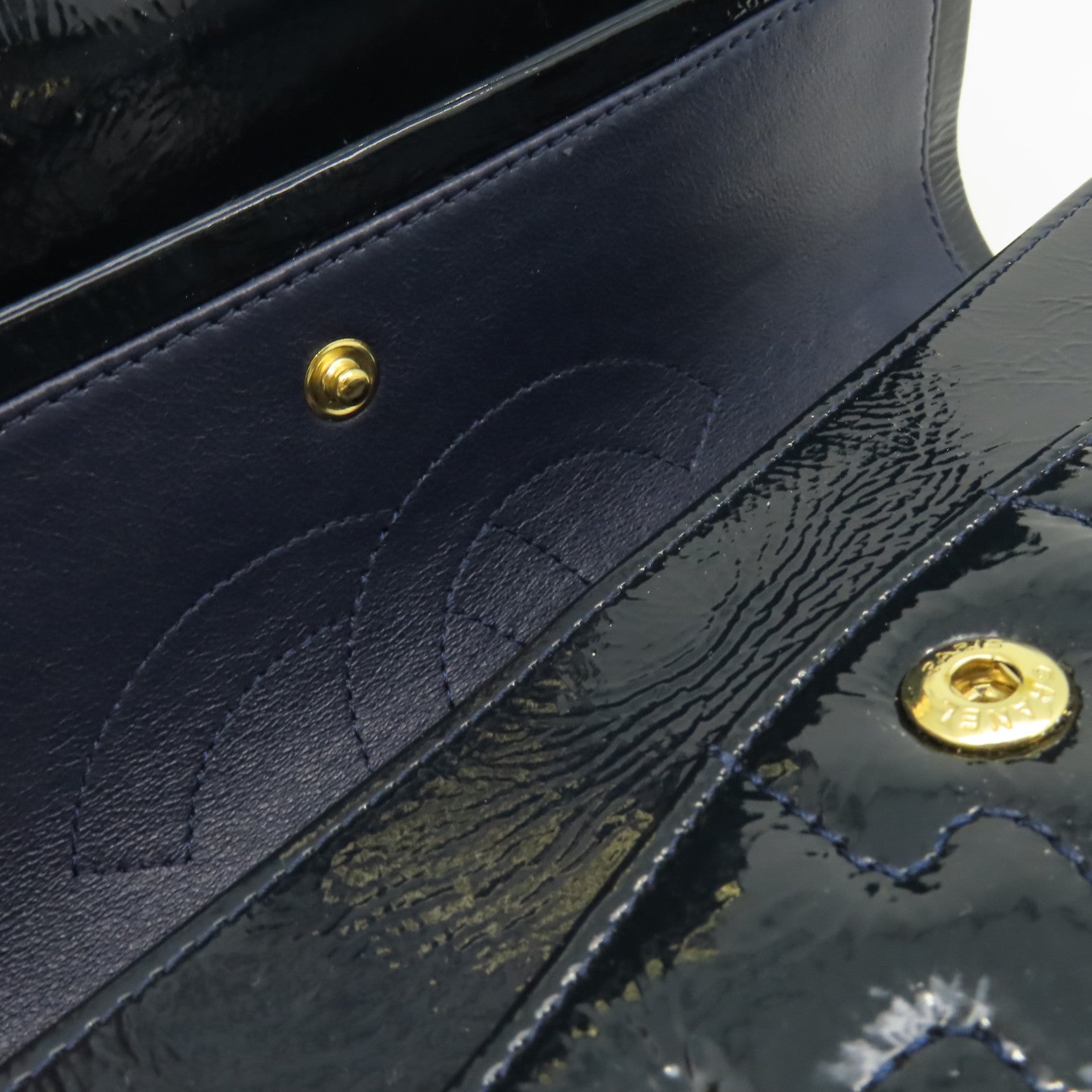 CHANEL 漆皮皮革Chain Shoulder Bag金扣鏈帶肩背袋綠藍色
