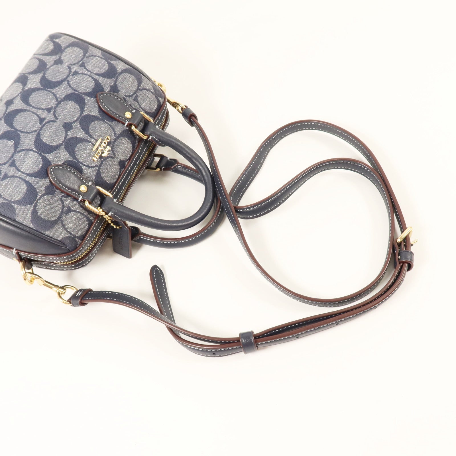 COACH 牛仔佈2Way Shoulder Bag金扣手挽肩背兩用袋