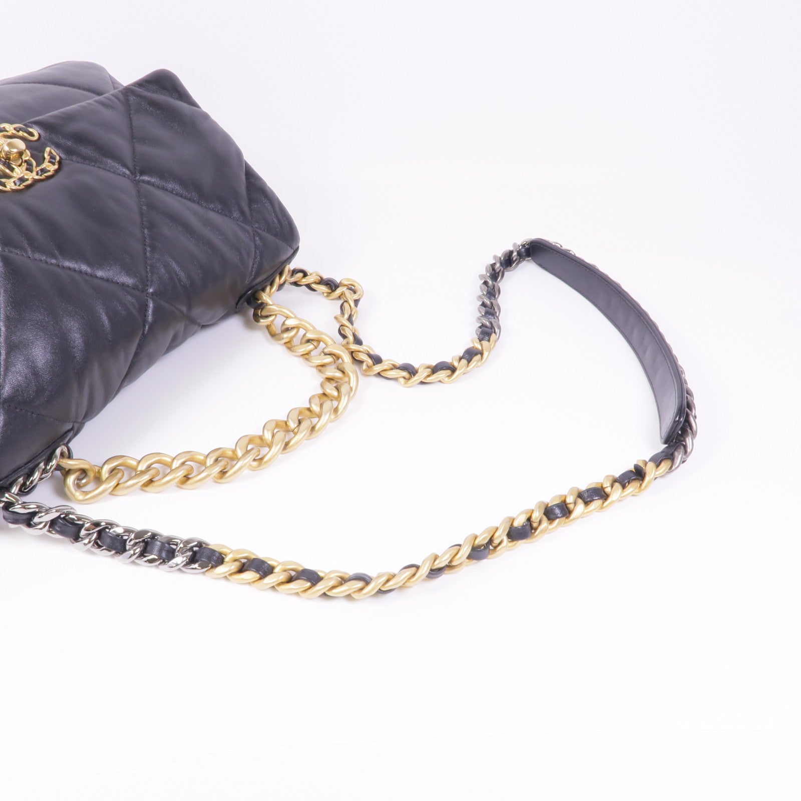 CHANEL 羊皮皮革Chanel 19金扣/銀扣手挽肩背兩用袋